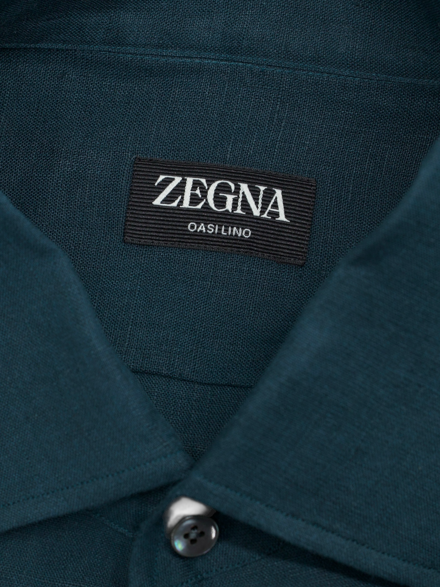 Ermenegildo Zegna Dark Teal Oasi-Linen Regular-Fit Shirt