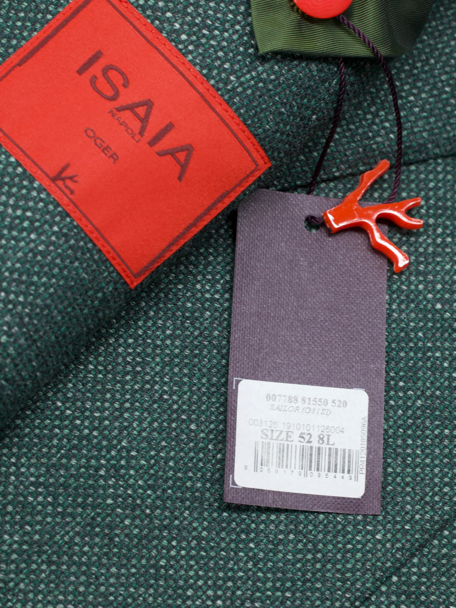 Isaia Verdigris Green Wool, Silk & Linen Basket-Weave Jacket