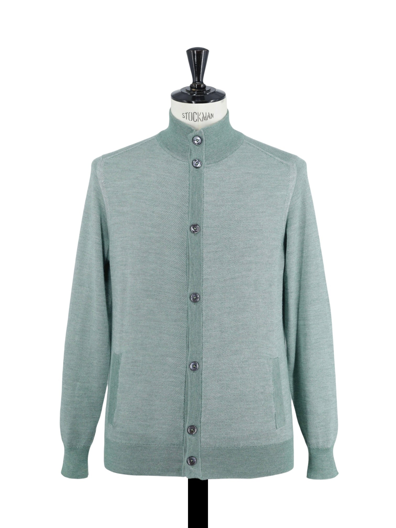 Cesare Attolini Sage Green Cashmere & Silk Cardigan
