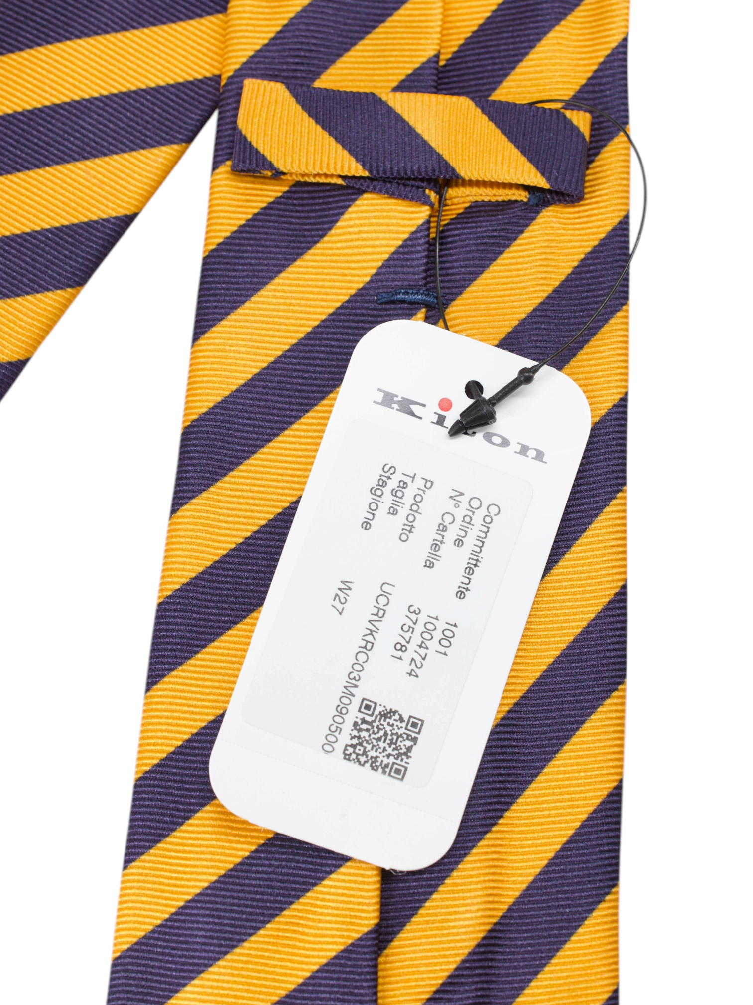 Kiton 5-Fold Orange & Navy Silk Club Tie