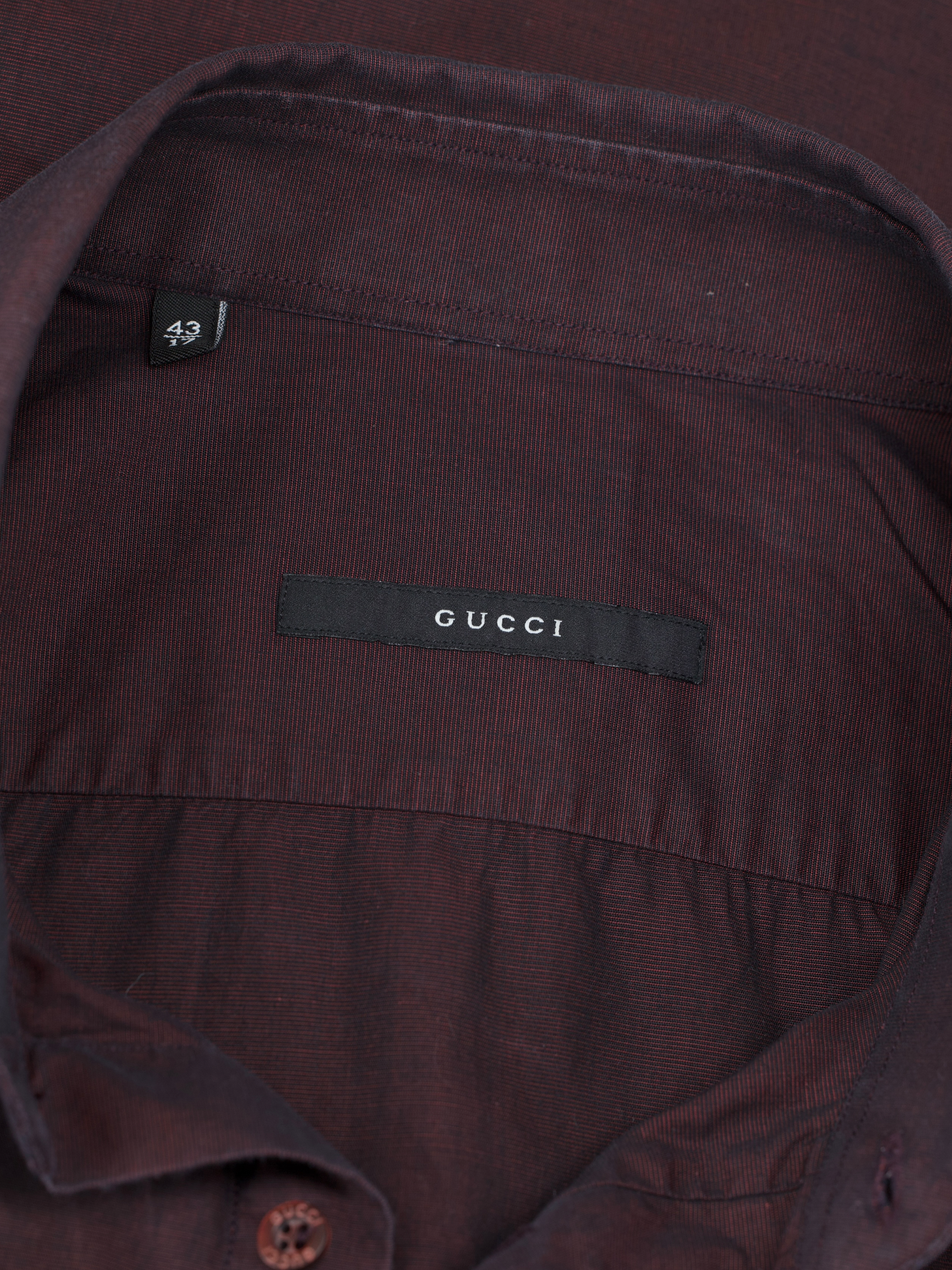 Gucci by Tom Ford Maroon Iridescent-Cotton Vintage Dress Shirt