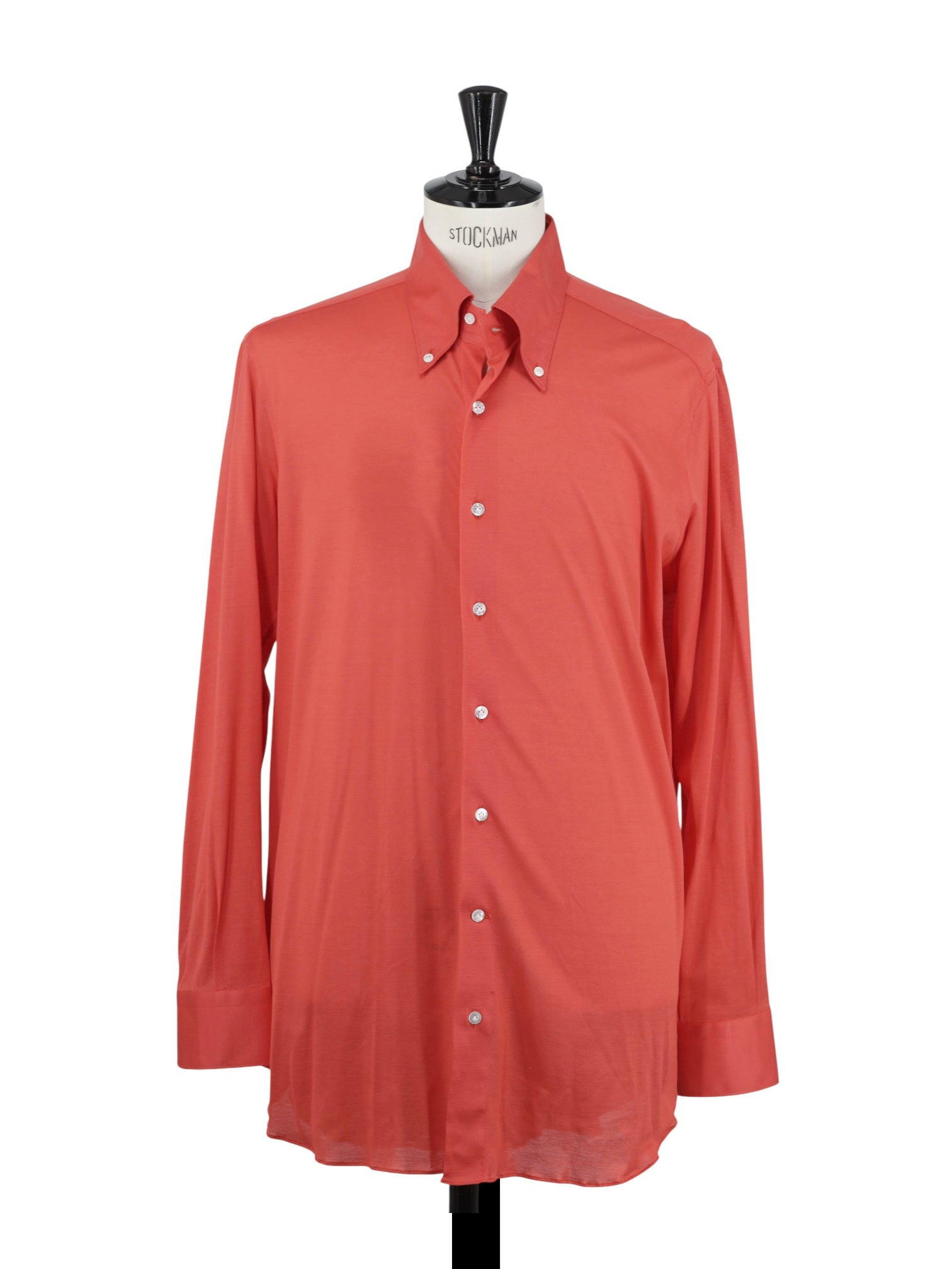 Fray Bright Coral Red Cotton-Pique Button-Down Shirt