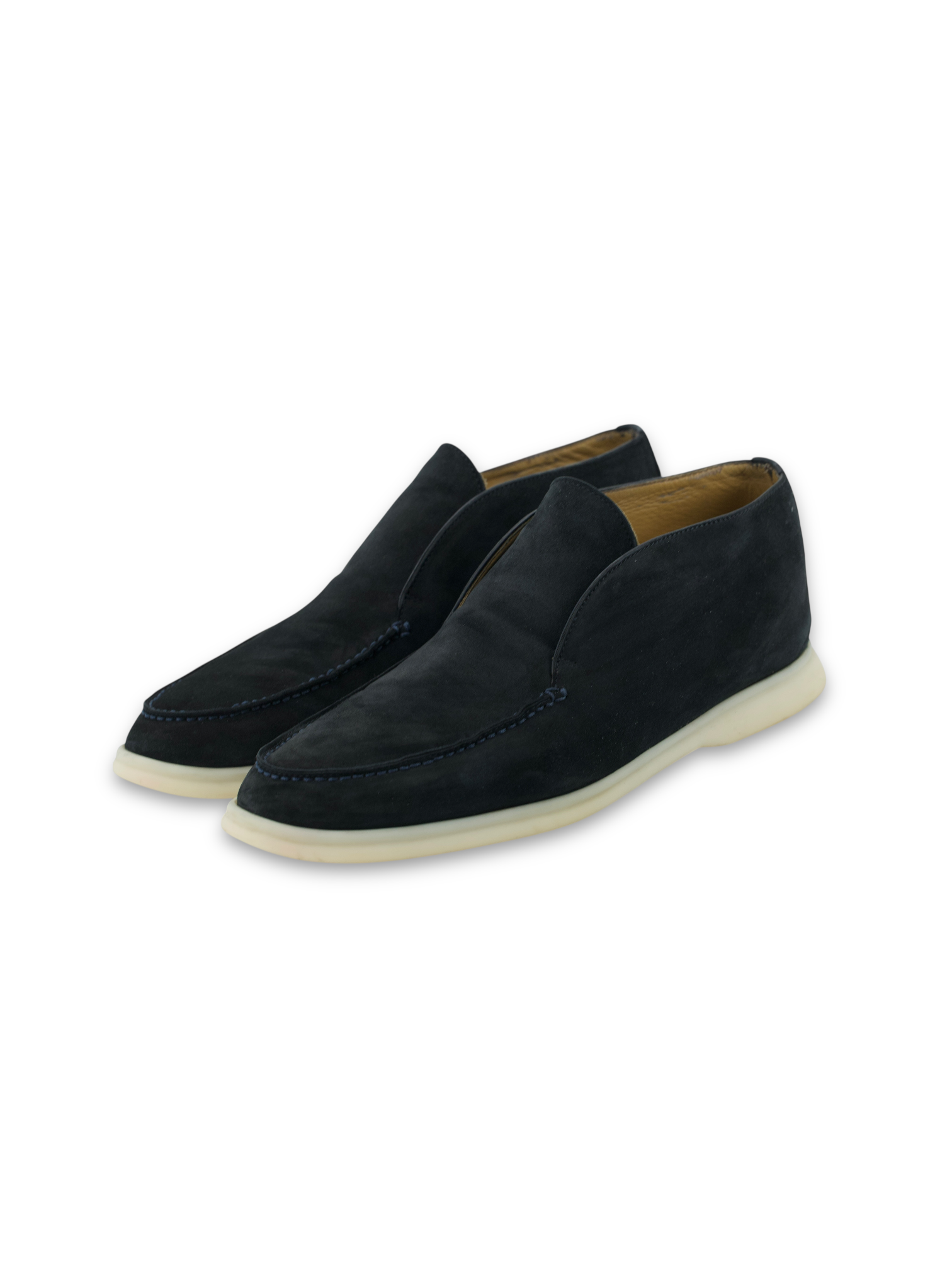 Loro Piana Navy Suede Open Walk Ankle Boots