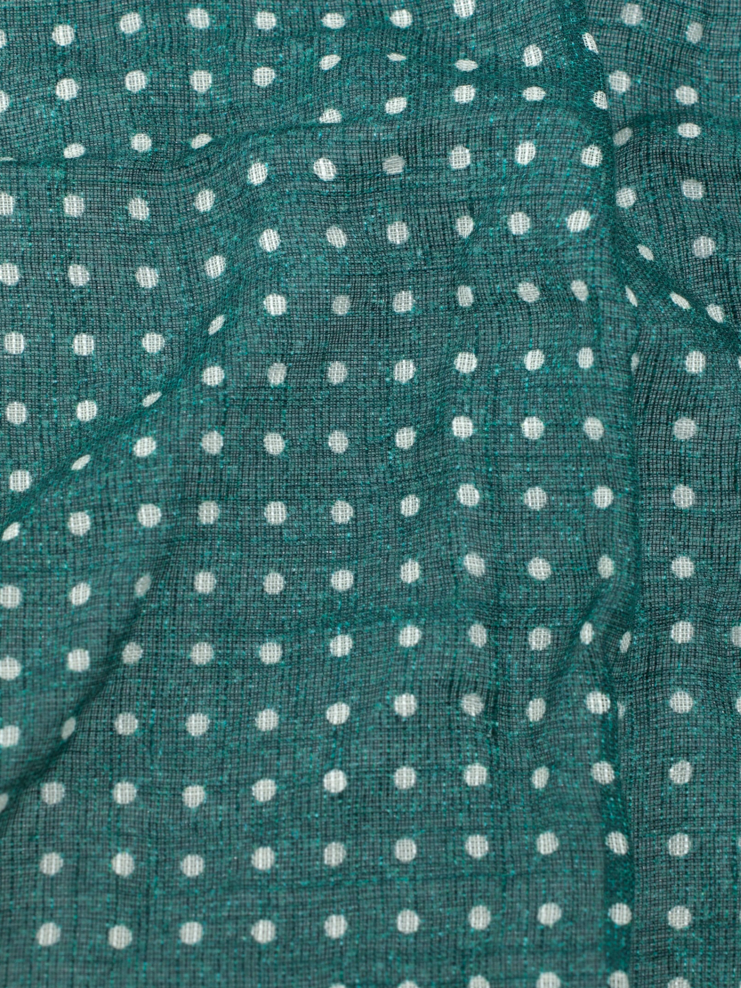 Isaia Green Cotton & Linen Polkadot Pocketsquare
