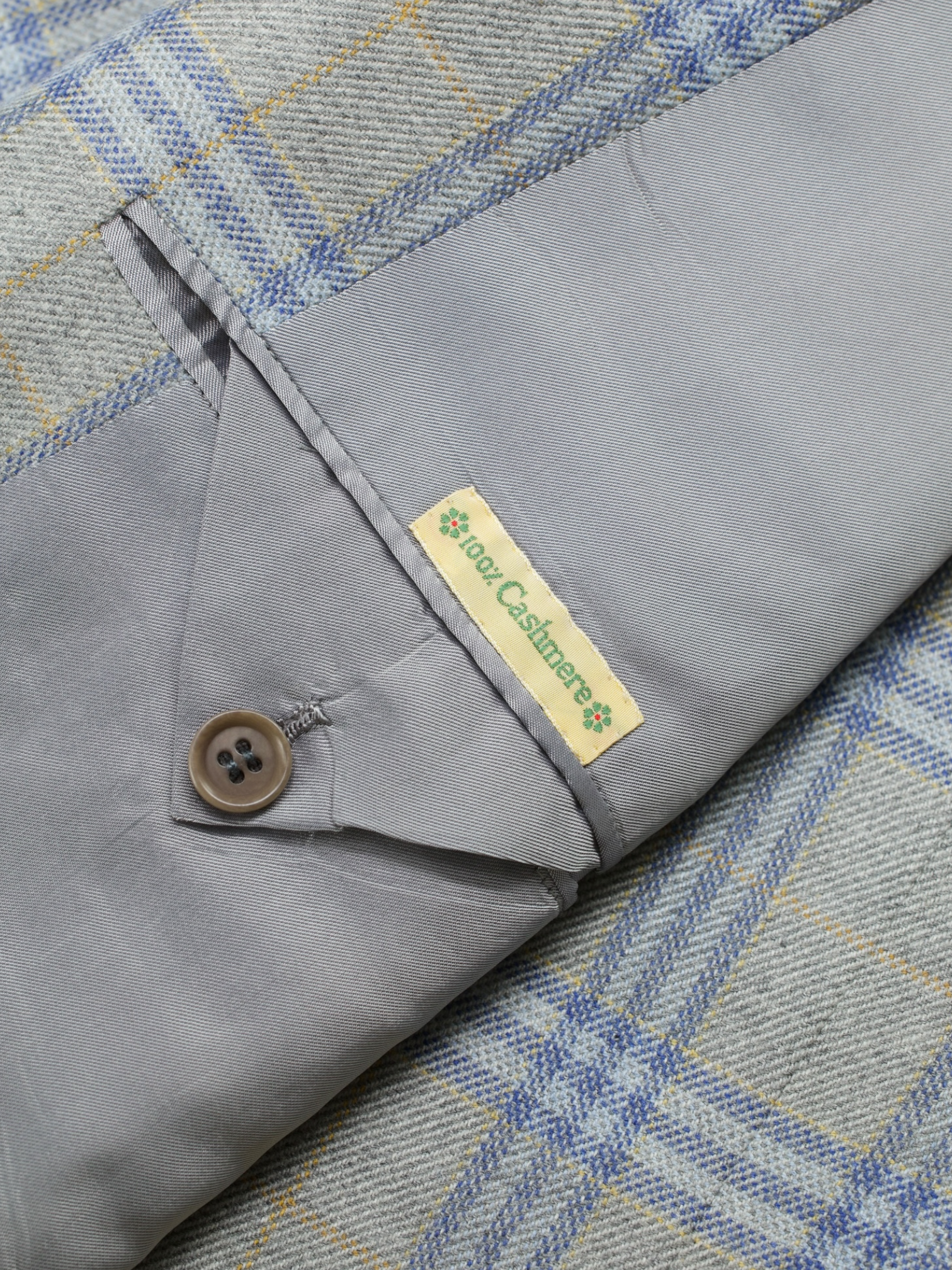 Kiton Taupe, Light Blue & Orange Pure-Cashmere Windowpane Jacket