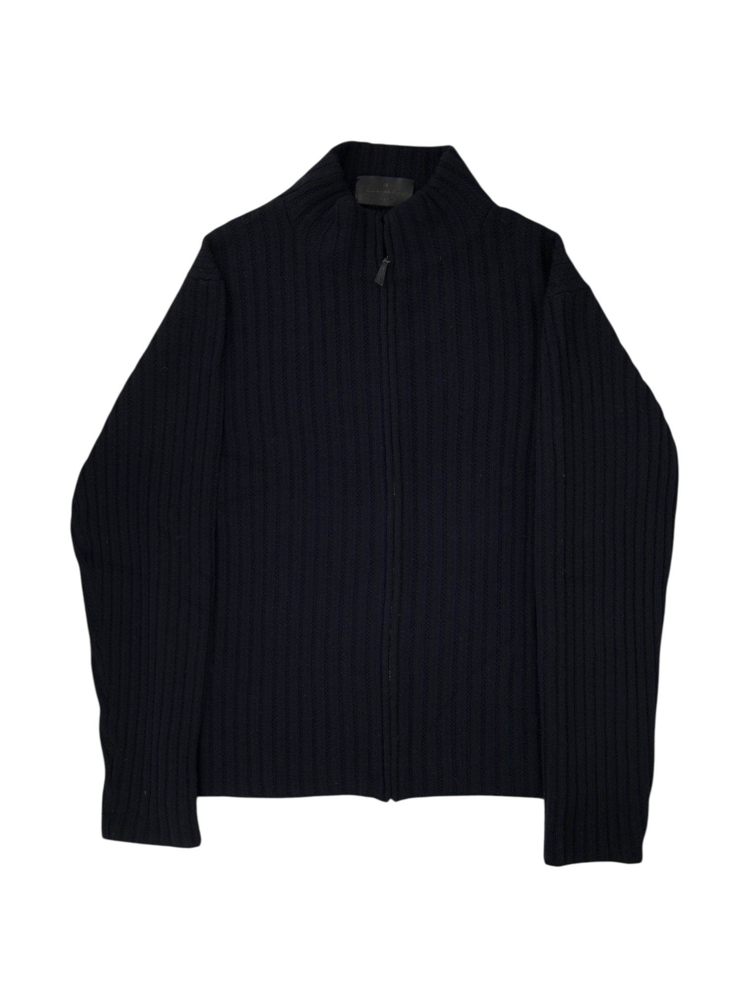 Ermenegildo Zegna Navy "Soft" Full-Zip Wool Rib-Knit Sweater