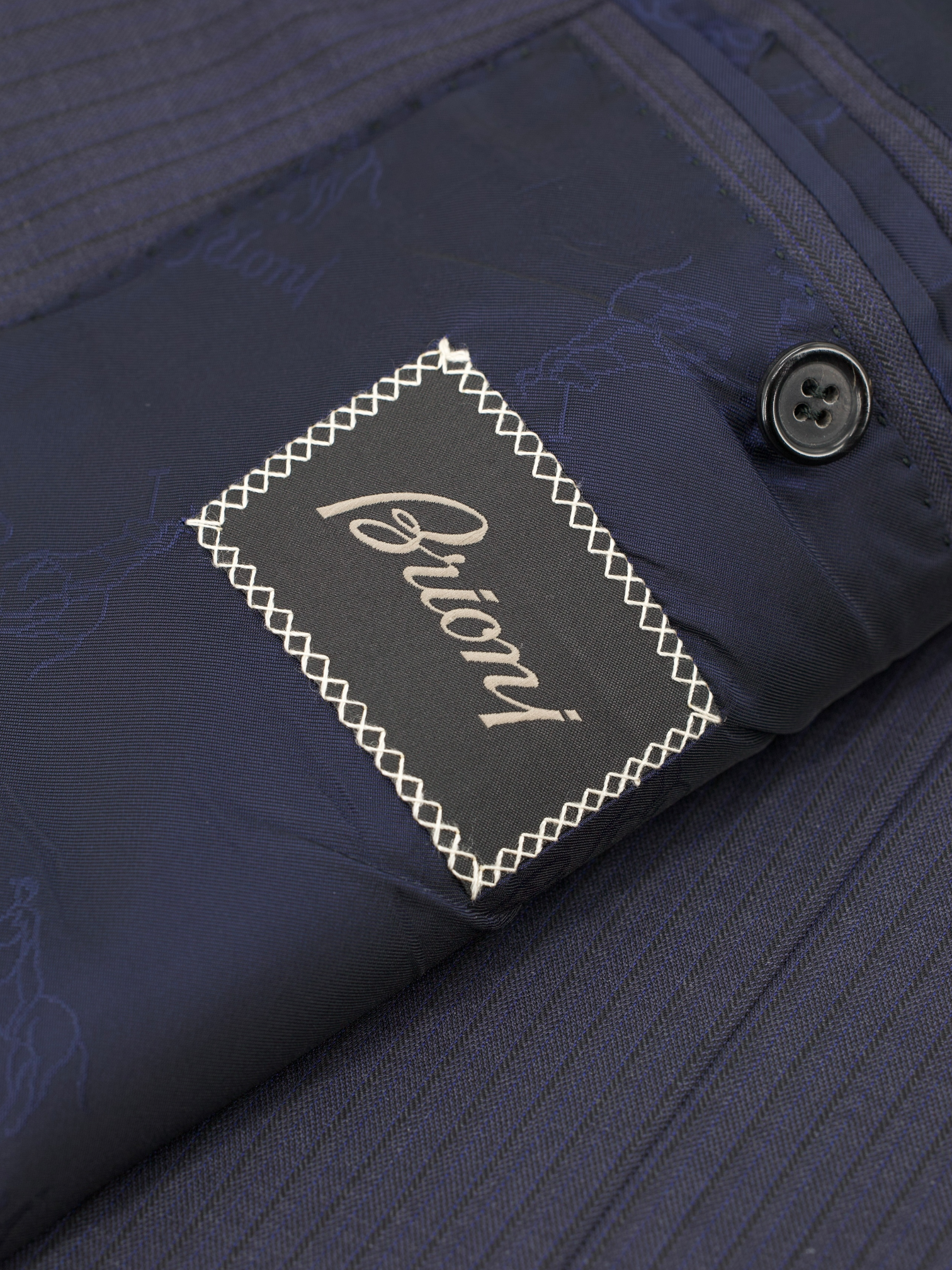 Brioni Dark Blue Super 200's Pinstripe Brunico Suit