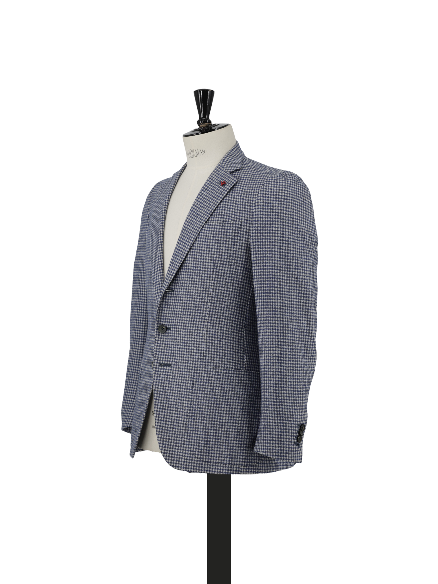 Isaia Blue Brushed-Wool Flannel Gun Check Jacket