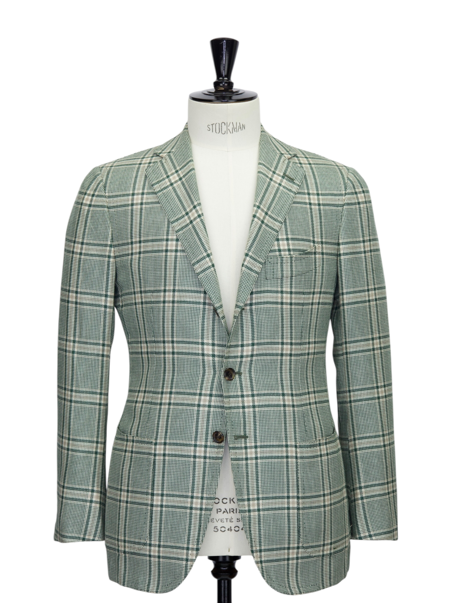 Cesare Attolini Light Green Wool, Silk & Linen Tartan Jacket