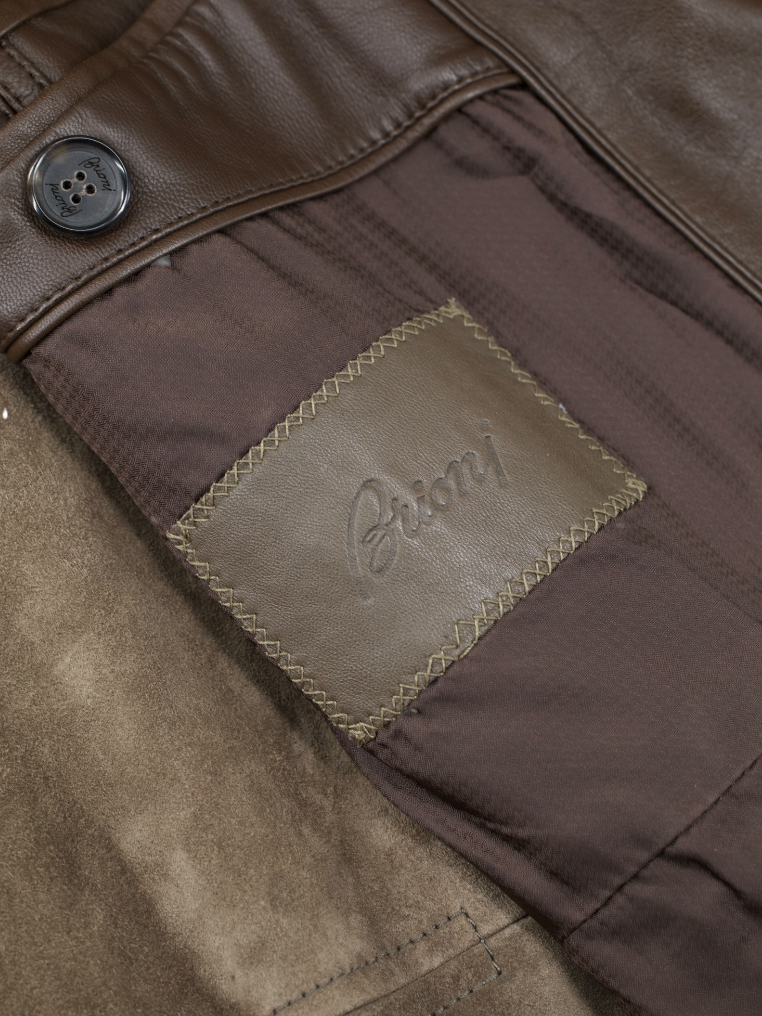 Brioni Dark-Olive Drab Lambskin Suède Coat