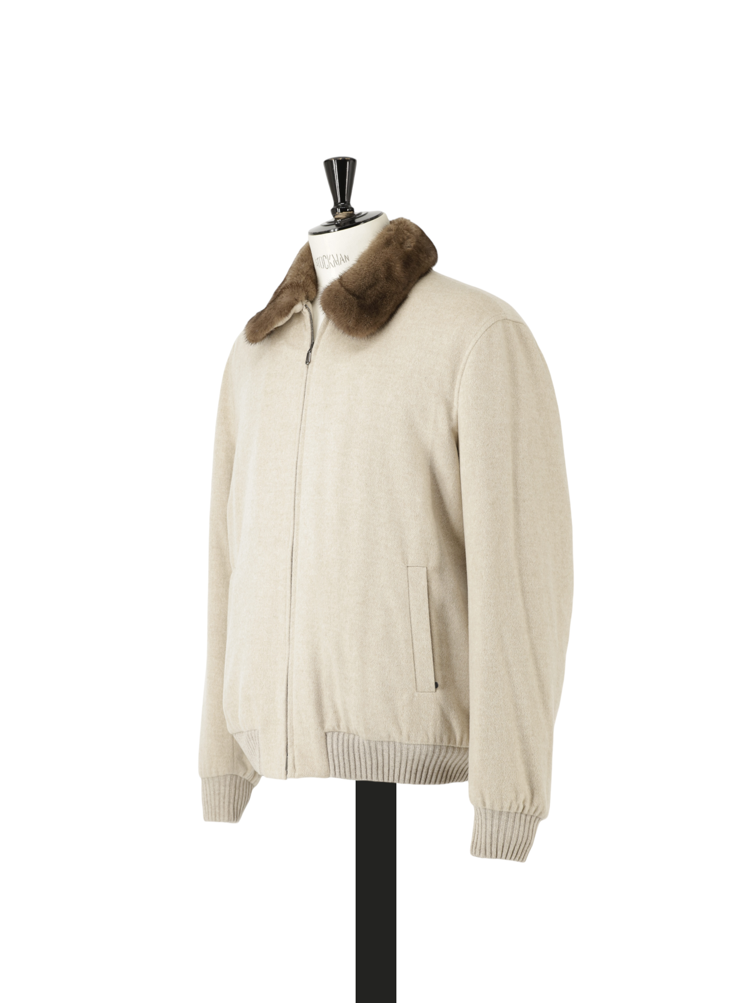 Cesare Attolini Beige Pure Cashmere & Mink Fur Lining Blouson Jacket