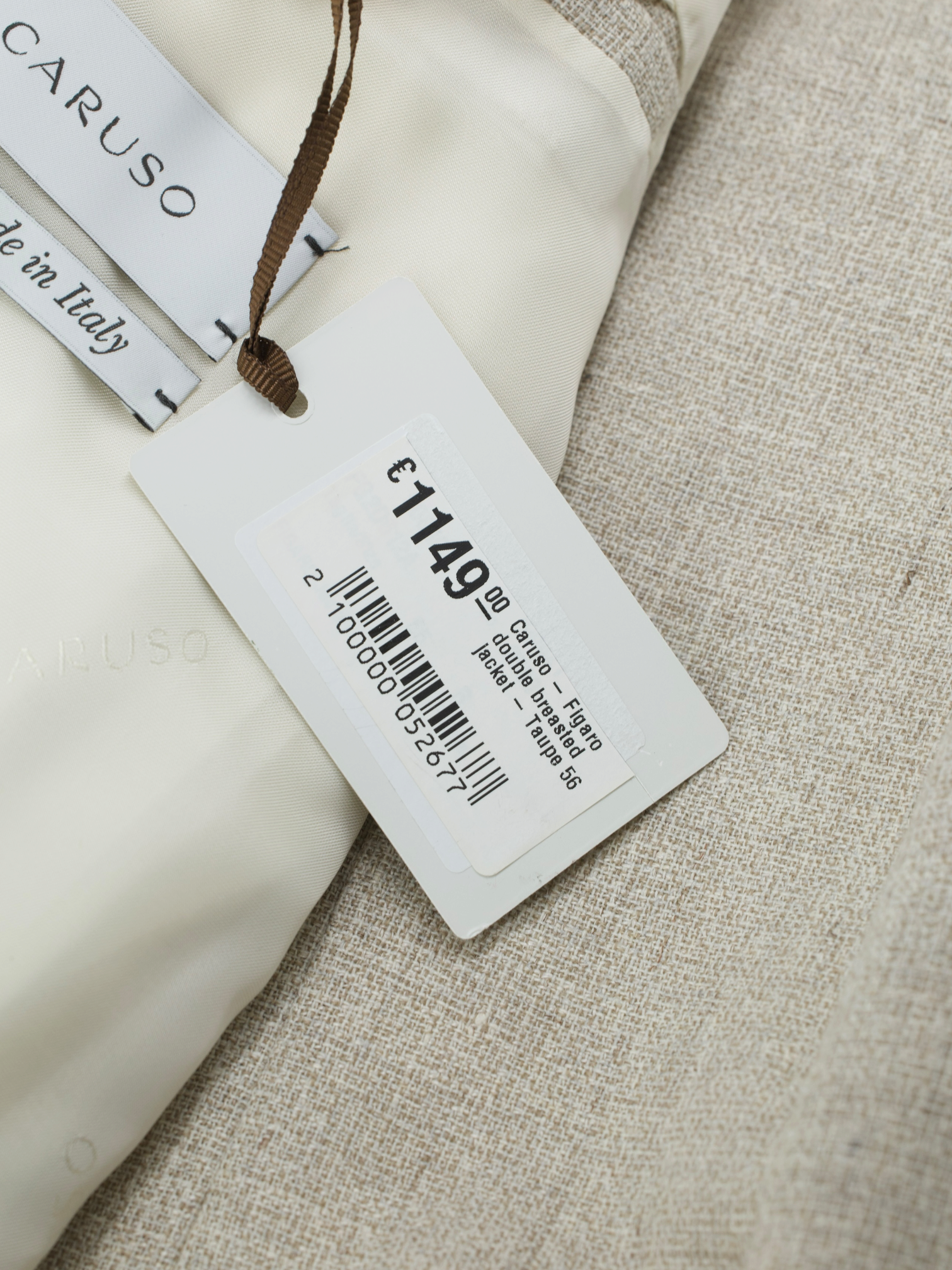 Caruso Sand Double-Breasted Cotton, Linen & Wool Figaro Jacket