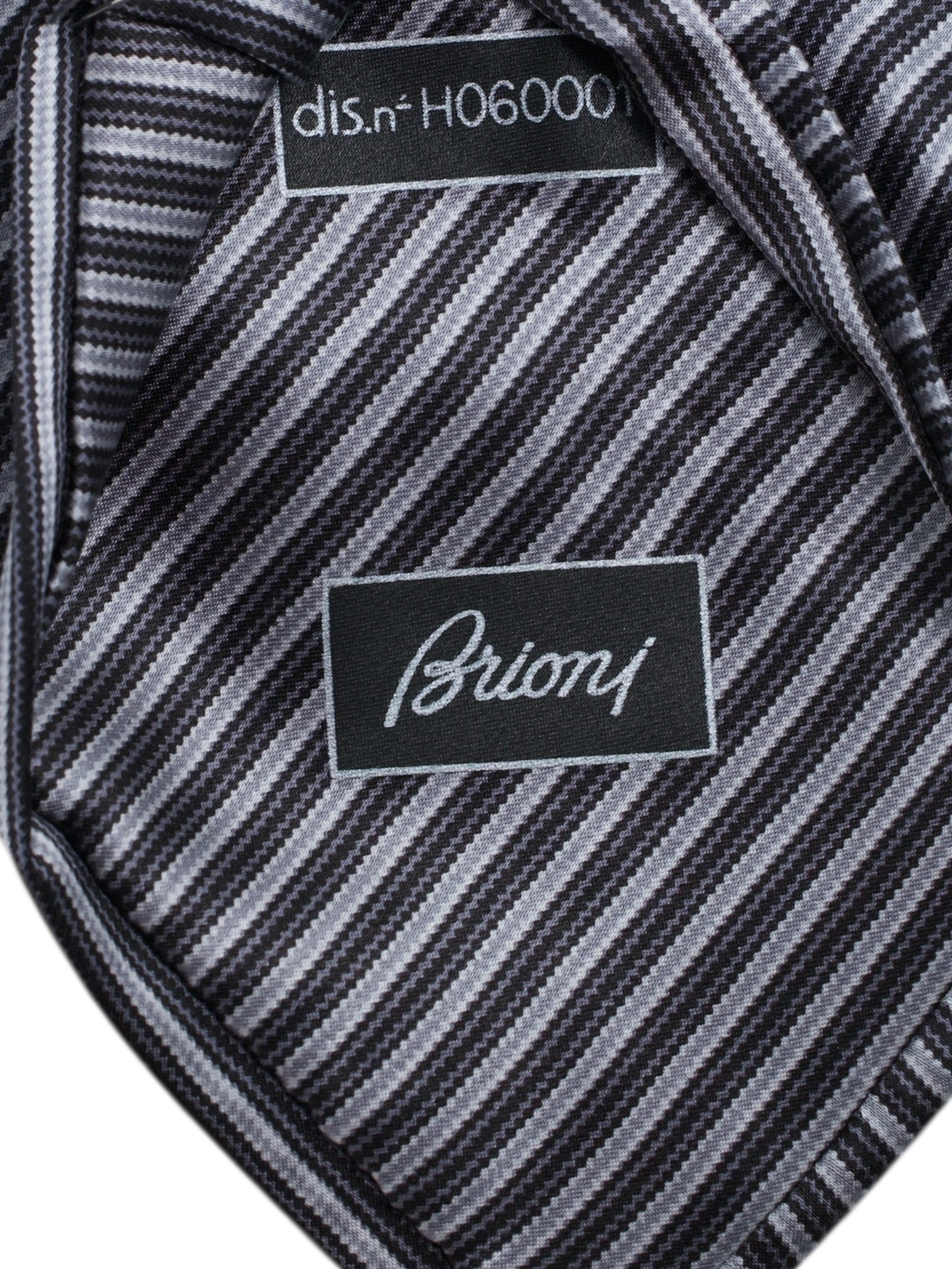 Brioni Black & Grey Madder Silk Multi-Striped Tie