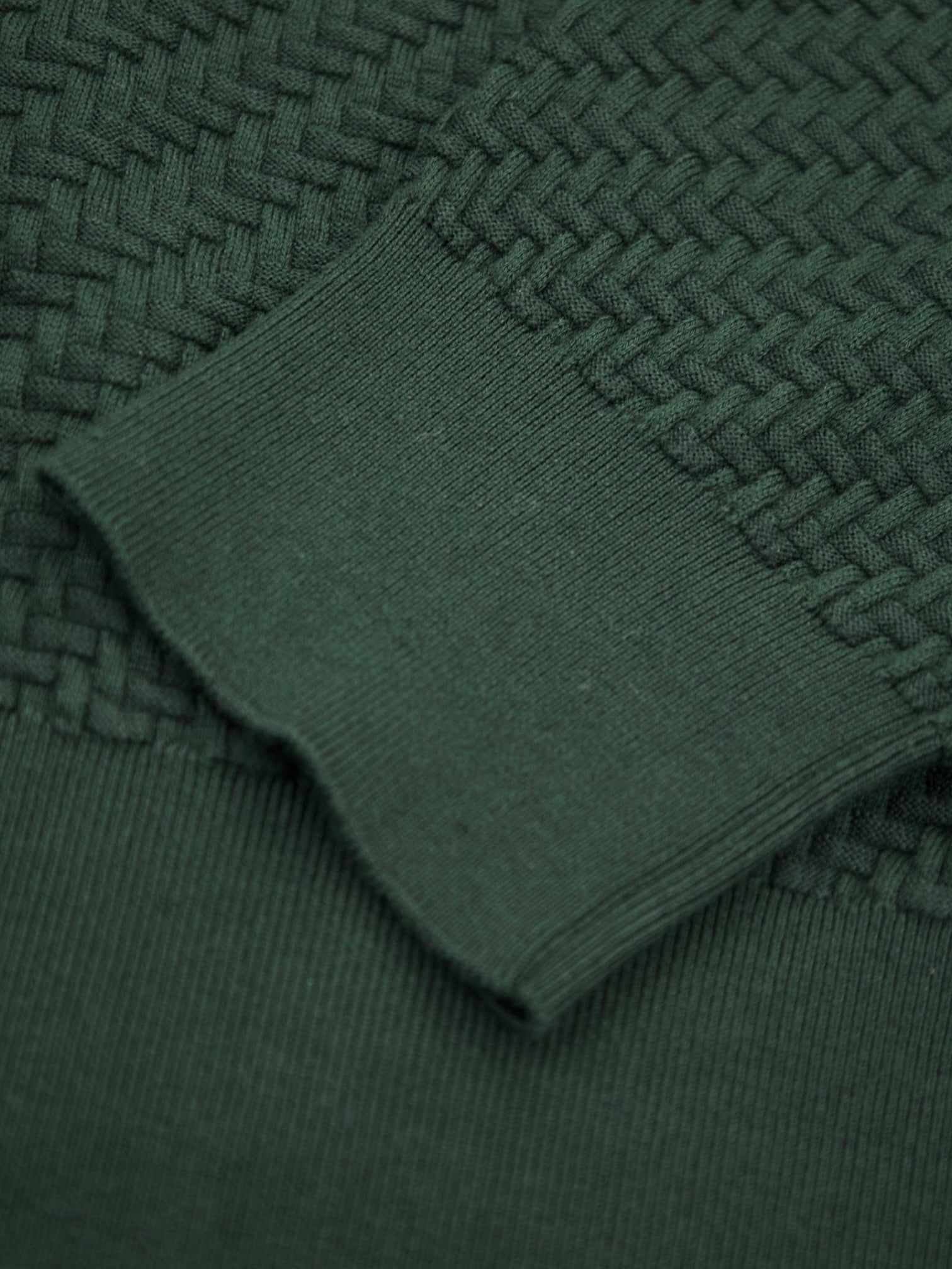 Brioni Forest Green Cotton, Silk & Cashmere Trama Weave Long Sleeve Polo