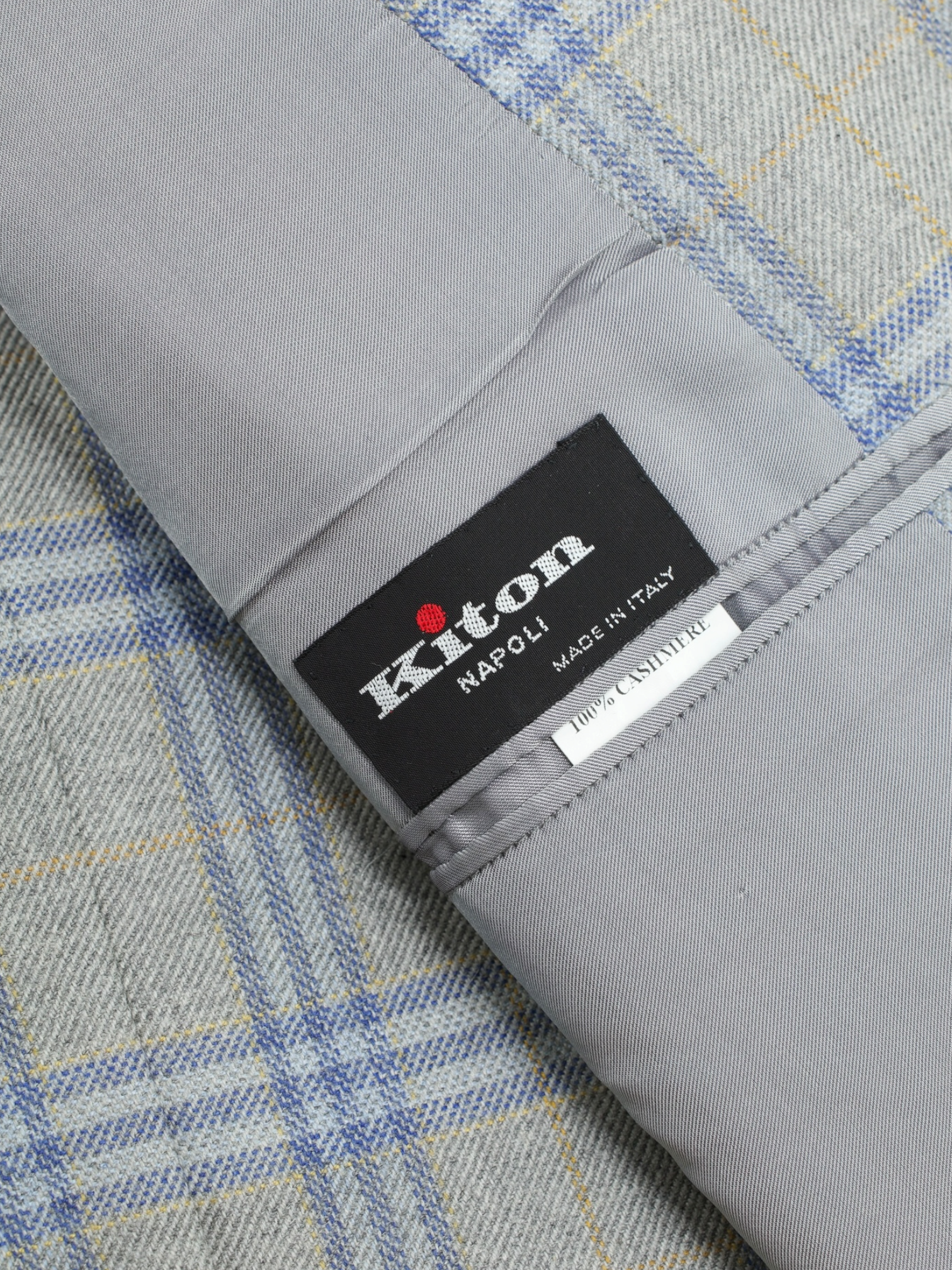 Kiton Taupe, Light Blue & Orange Pure-Cashmere Windowpane Jacket