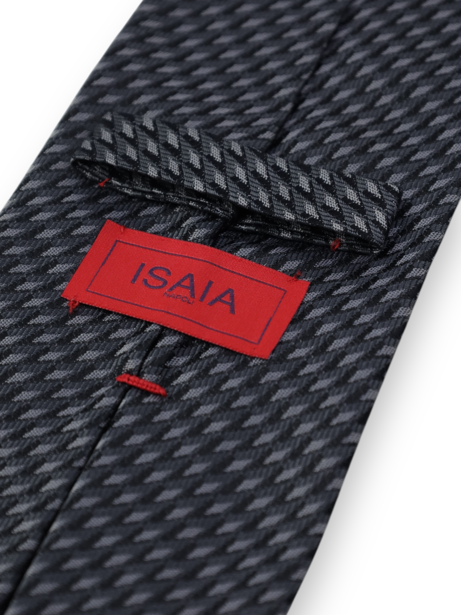 Isaia Grey Geometric Silk Tie