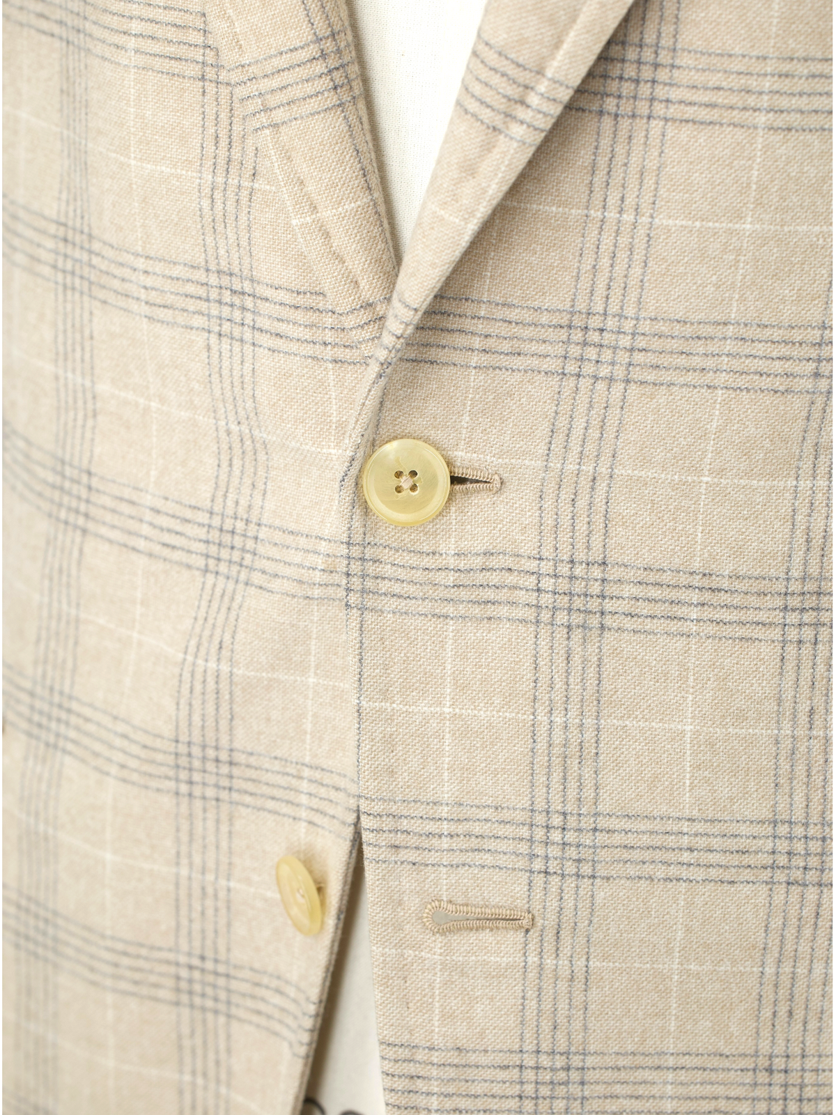 Isaia Beige & Grey Pure Wool Checkered "Amalfi" Jacket