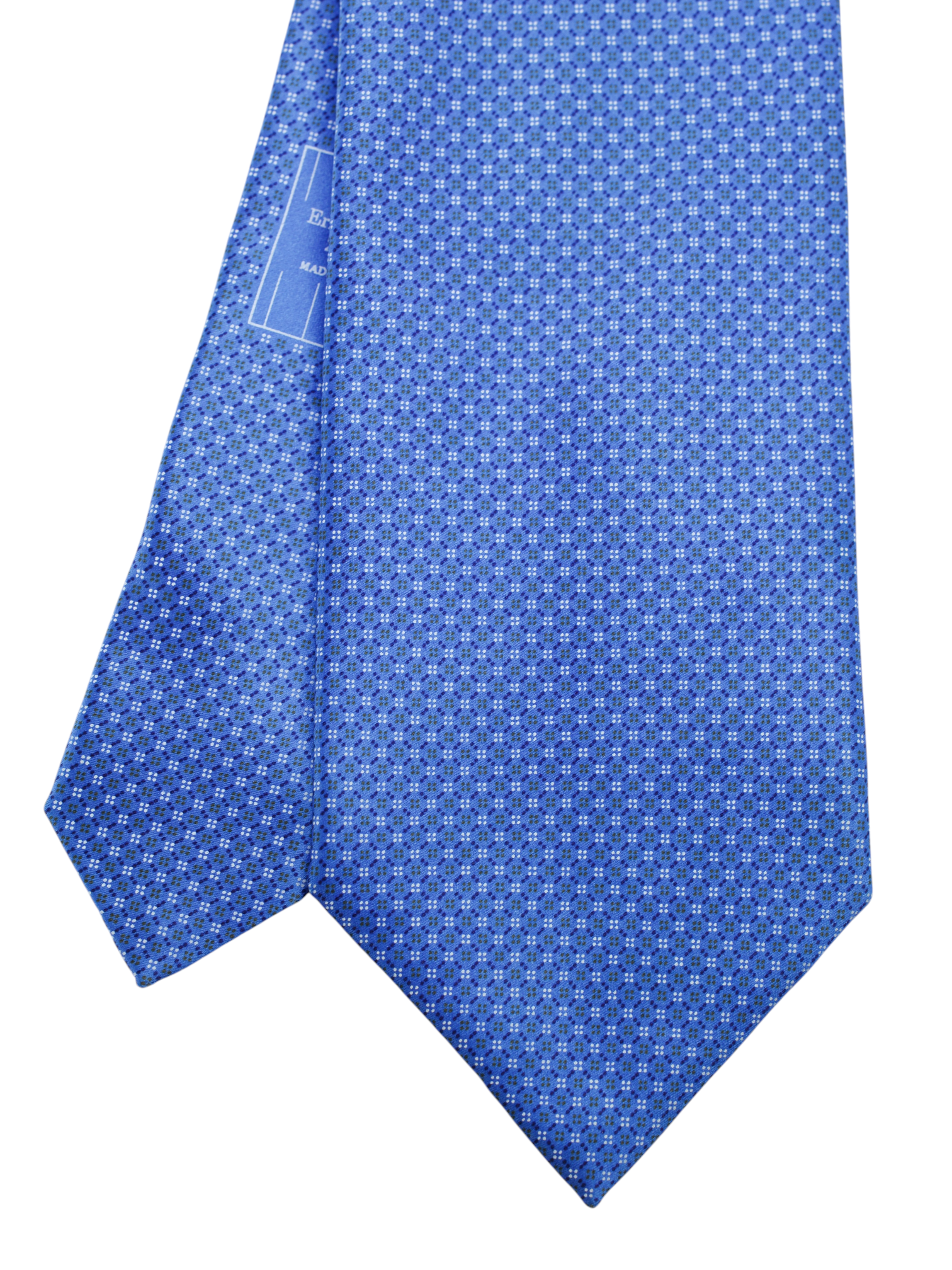 Ermenegildo Zegna Sky Blue Shiny-Silk Geometric Pattern Tie