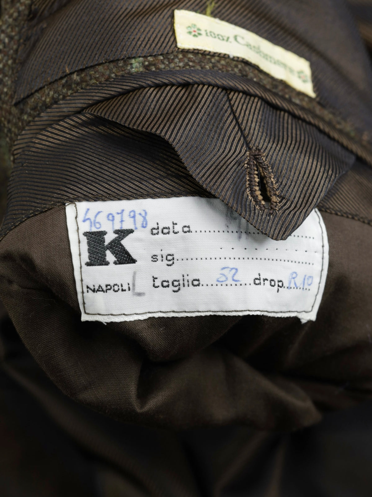 Kiton Taupe & Green Pure Cashmere Windowpane Jacket