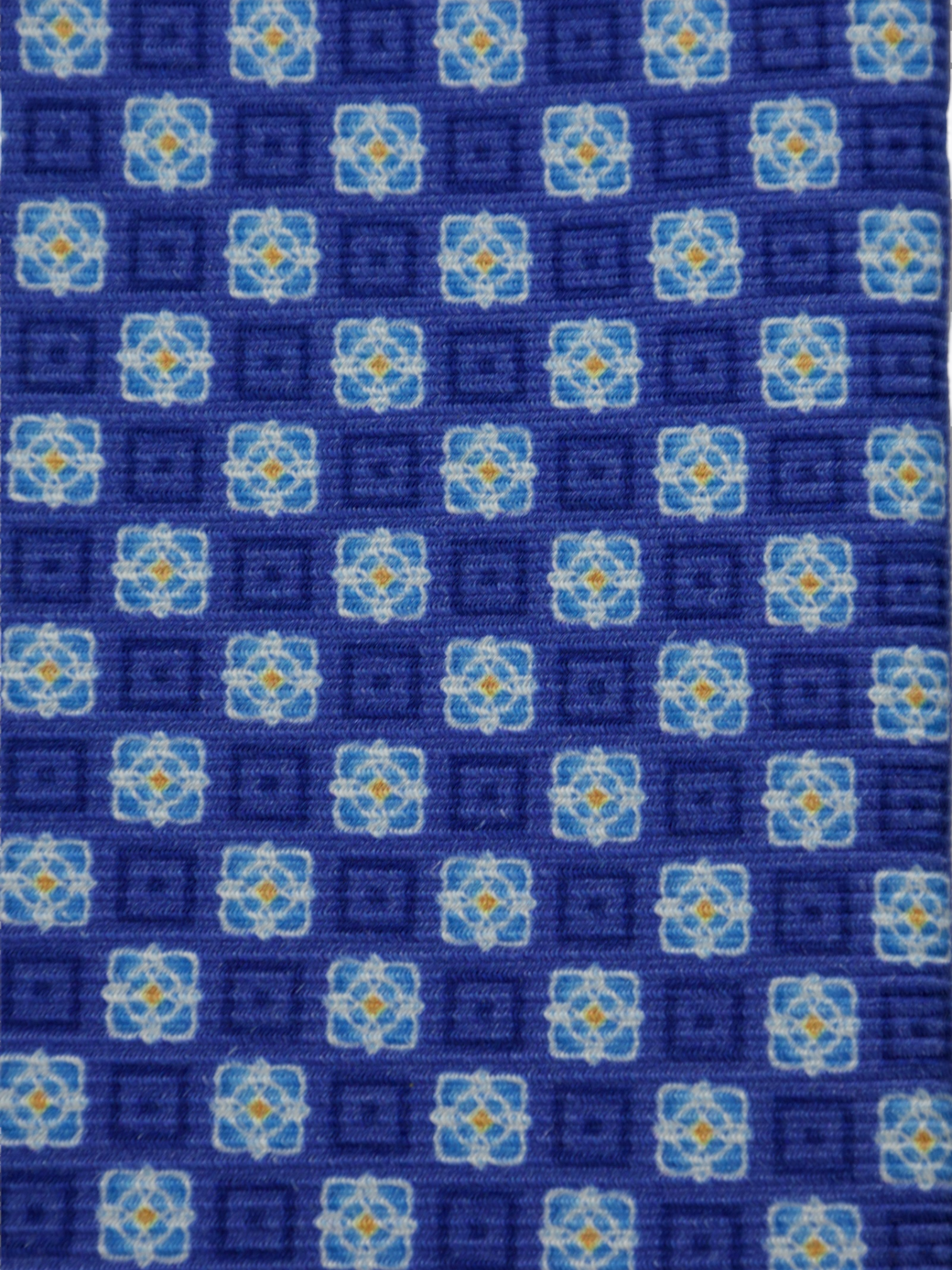 Luigi Borrelli Azure Blue 3-Fold Geometric Pattern Silk Tie