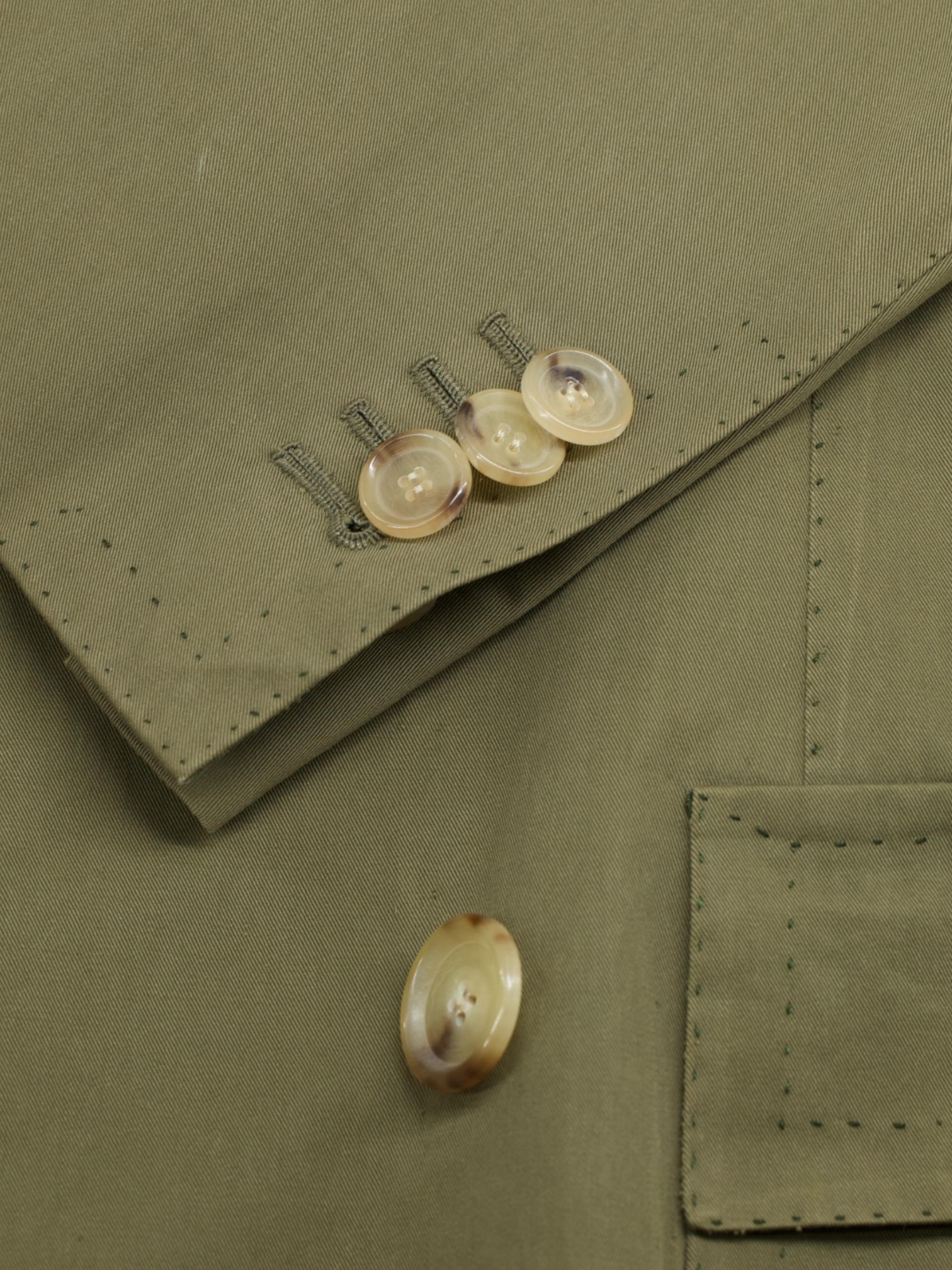 Cesare Attolini Olive Green Pure-Cotton Sartorial Caban Peacoat