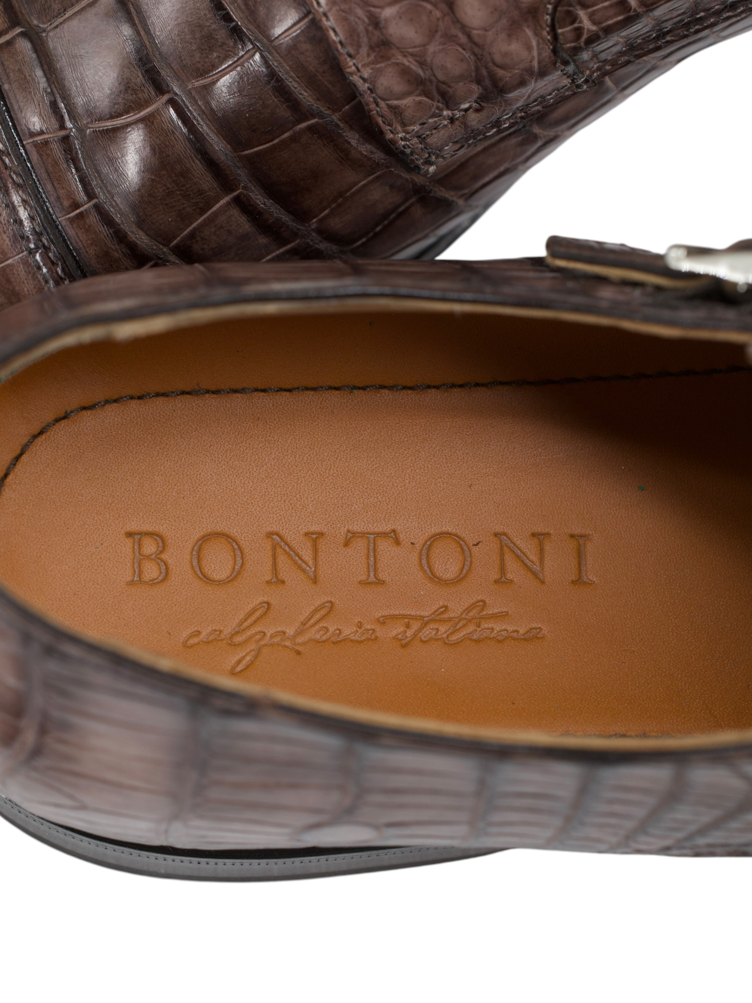 Santoni Taupe Mississippi-Alligator Double Monk