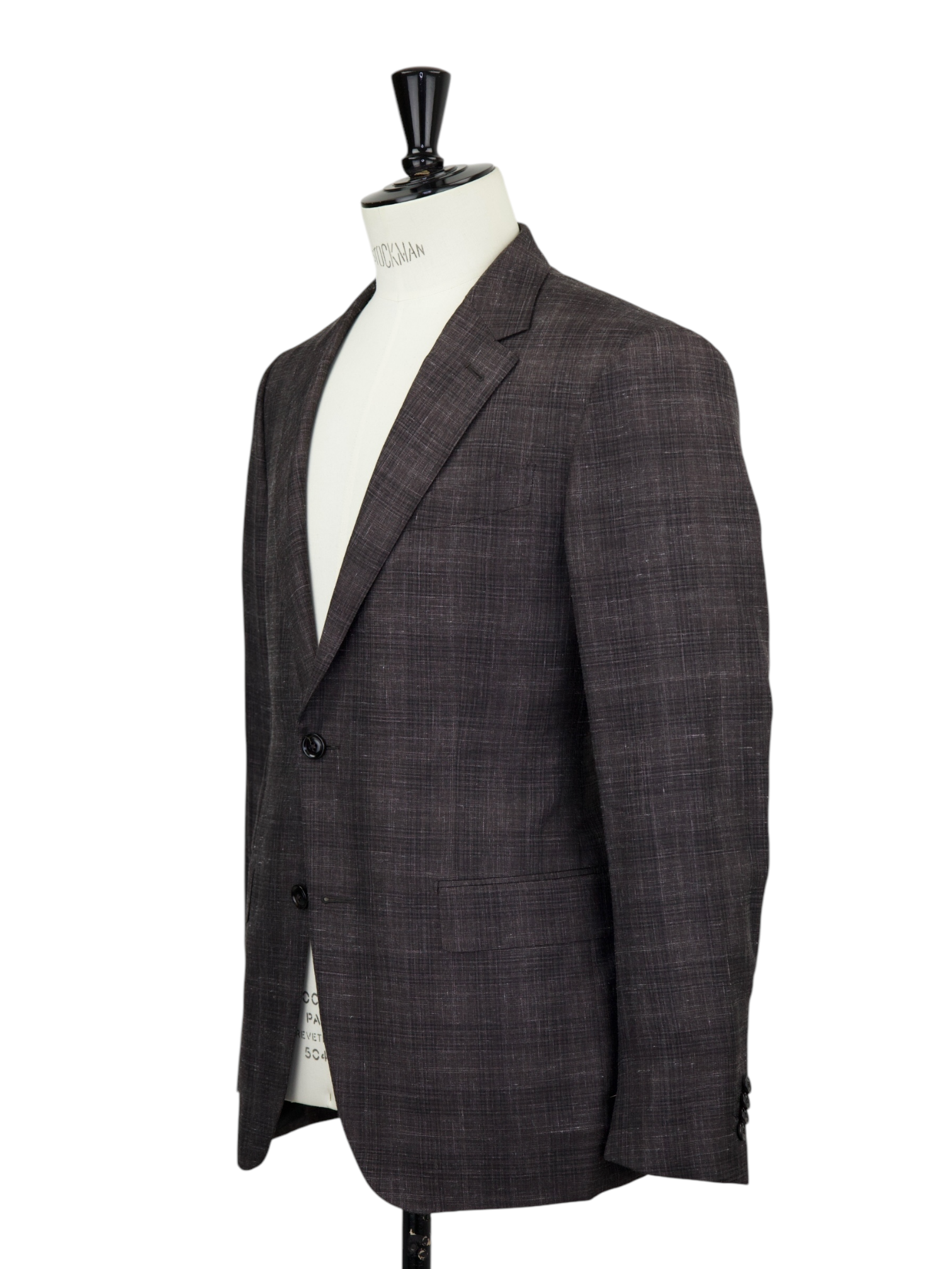 Ermenegildo Zegna Walnut Brown Cashmere, Silk & Linen Melange-Check Jacket