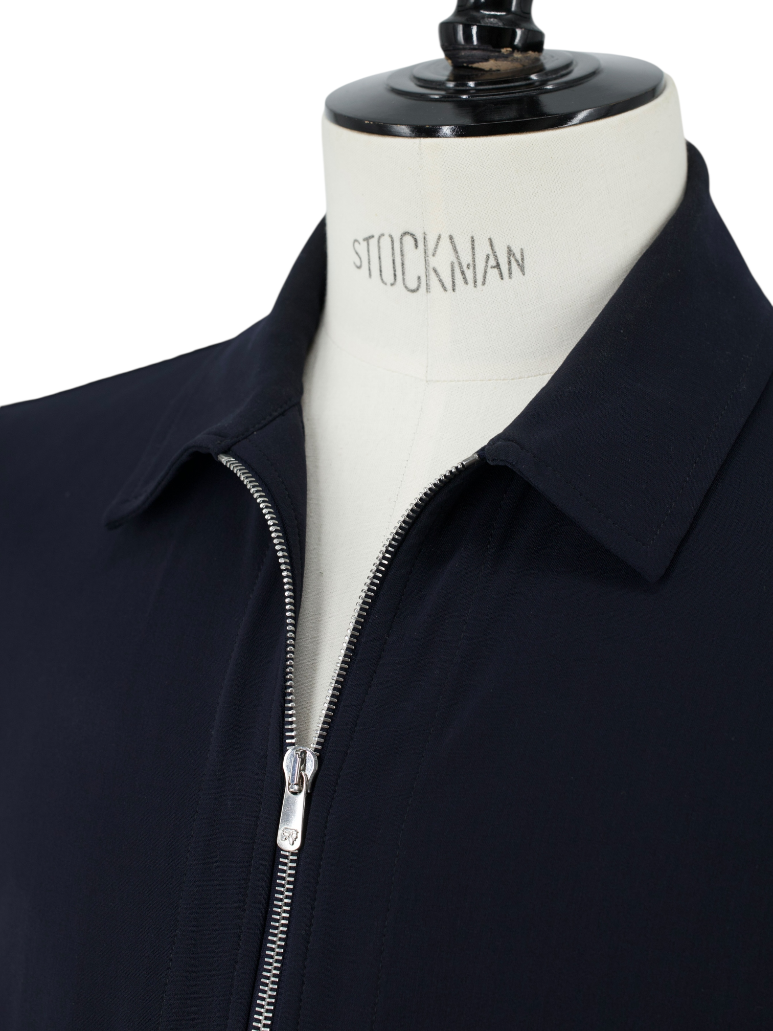 Marco Pescarolo Navy Wool-Stretch Zip-Up Blouson Jacket