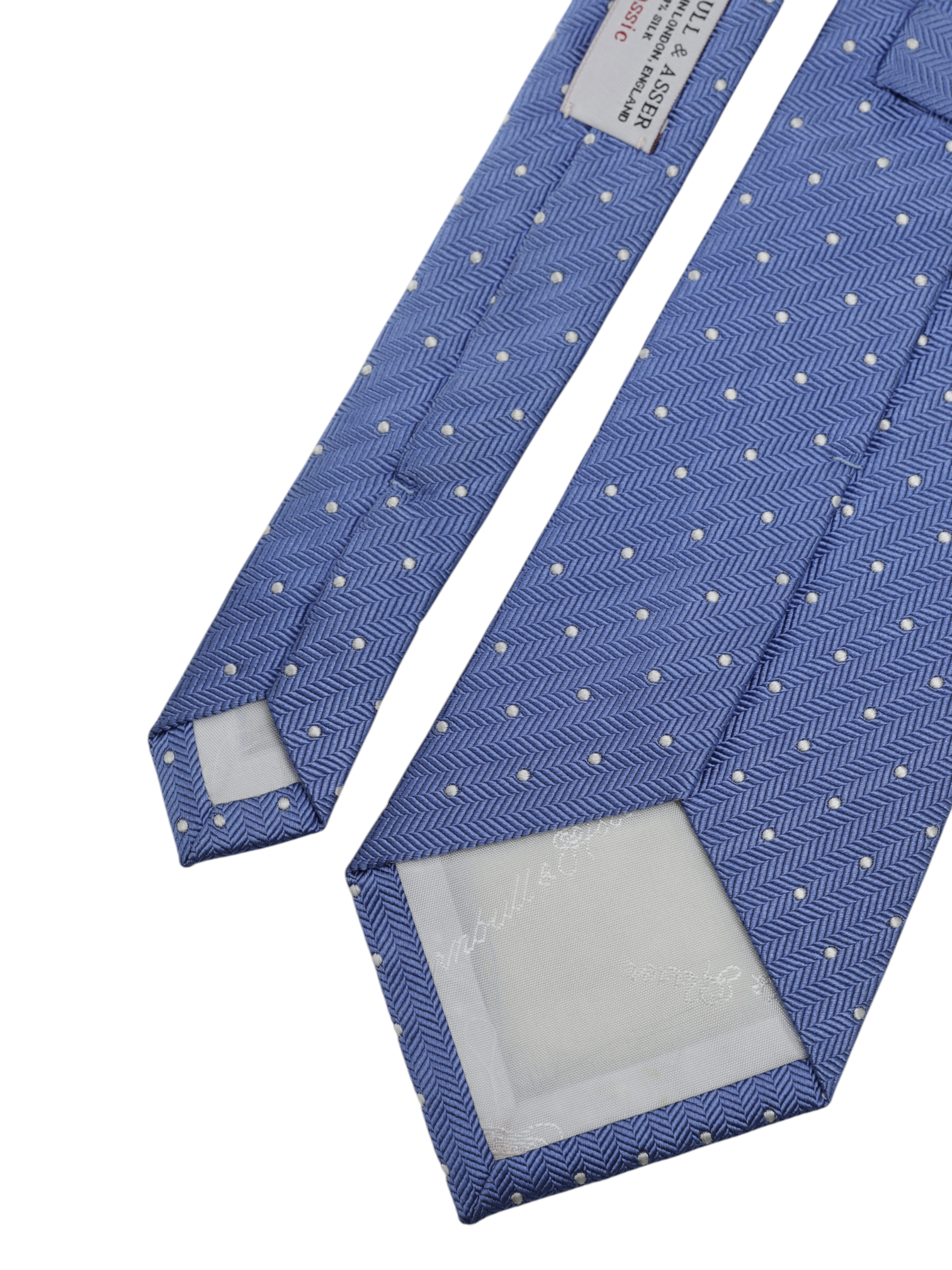 Turnbull & Asser Blue & White Silk Polkadot Tie