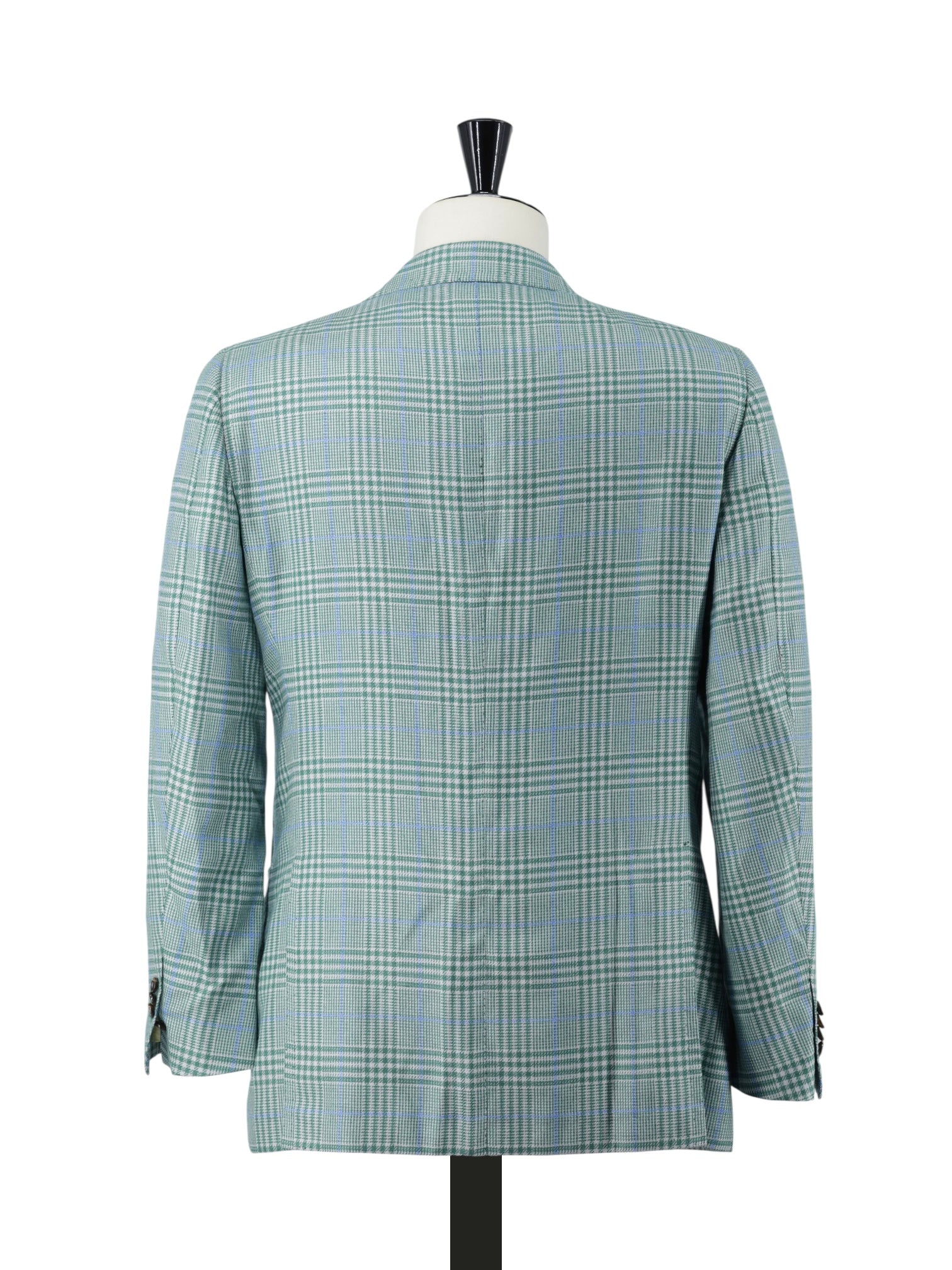 Cesare Attolini Light Green & Blue Cashmere-Silk Glenplaid Jacket