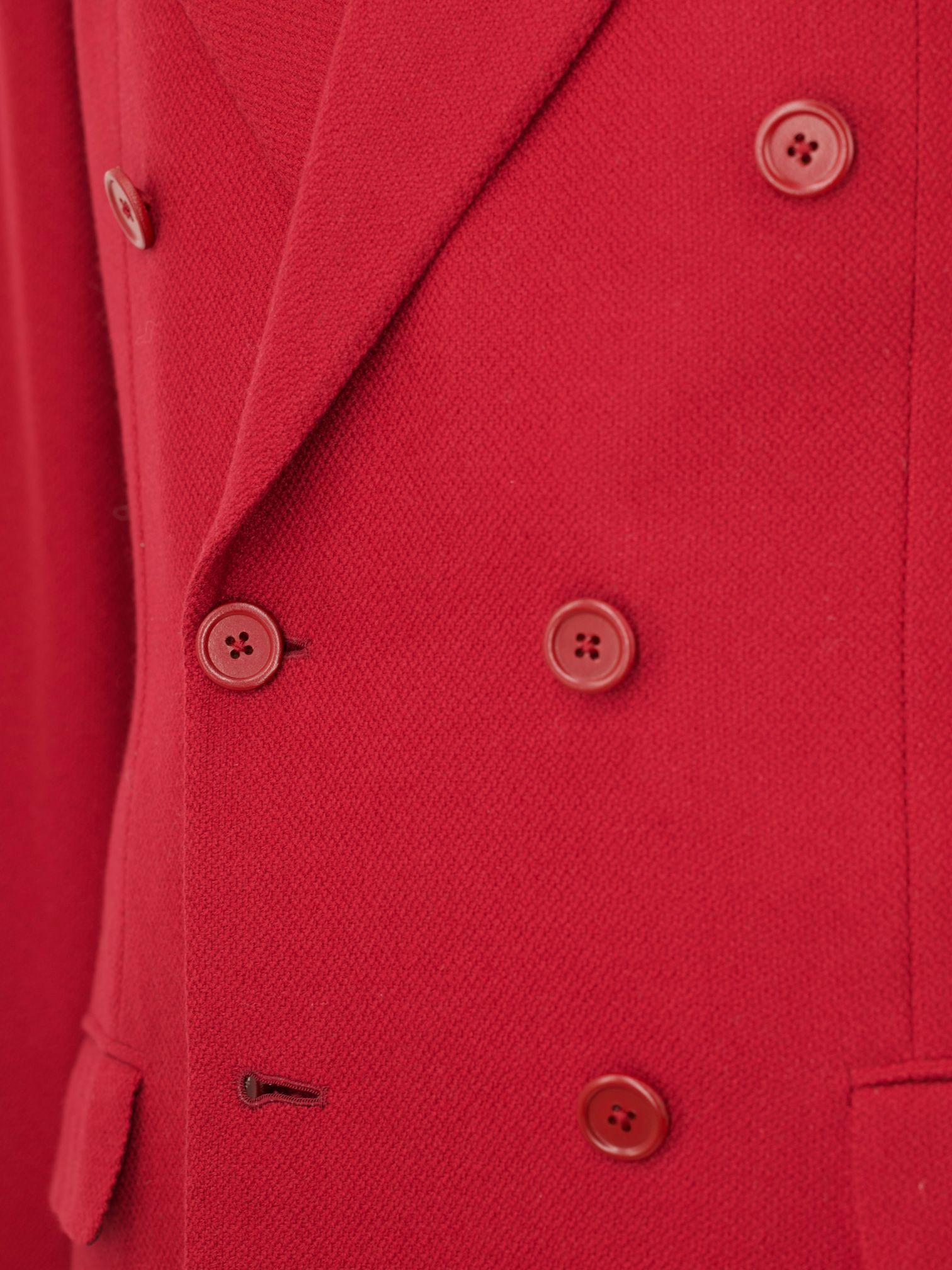 Kiton Cherry Red Pure-Cashmere Double Breasted Micro-Structure Jacket