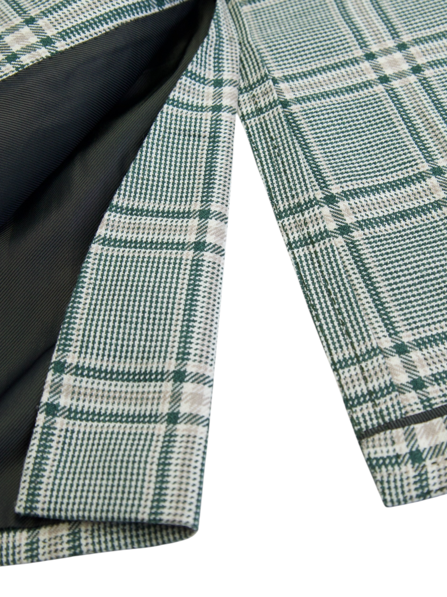 Cesare Attolini Light Green Wool, Silk & Linen Tartan Jacket