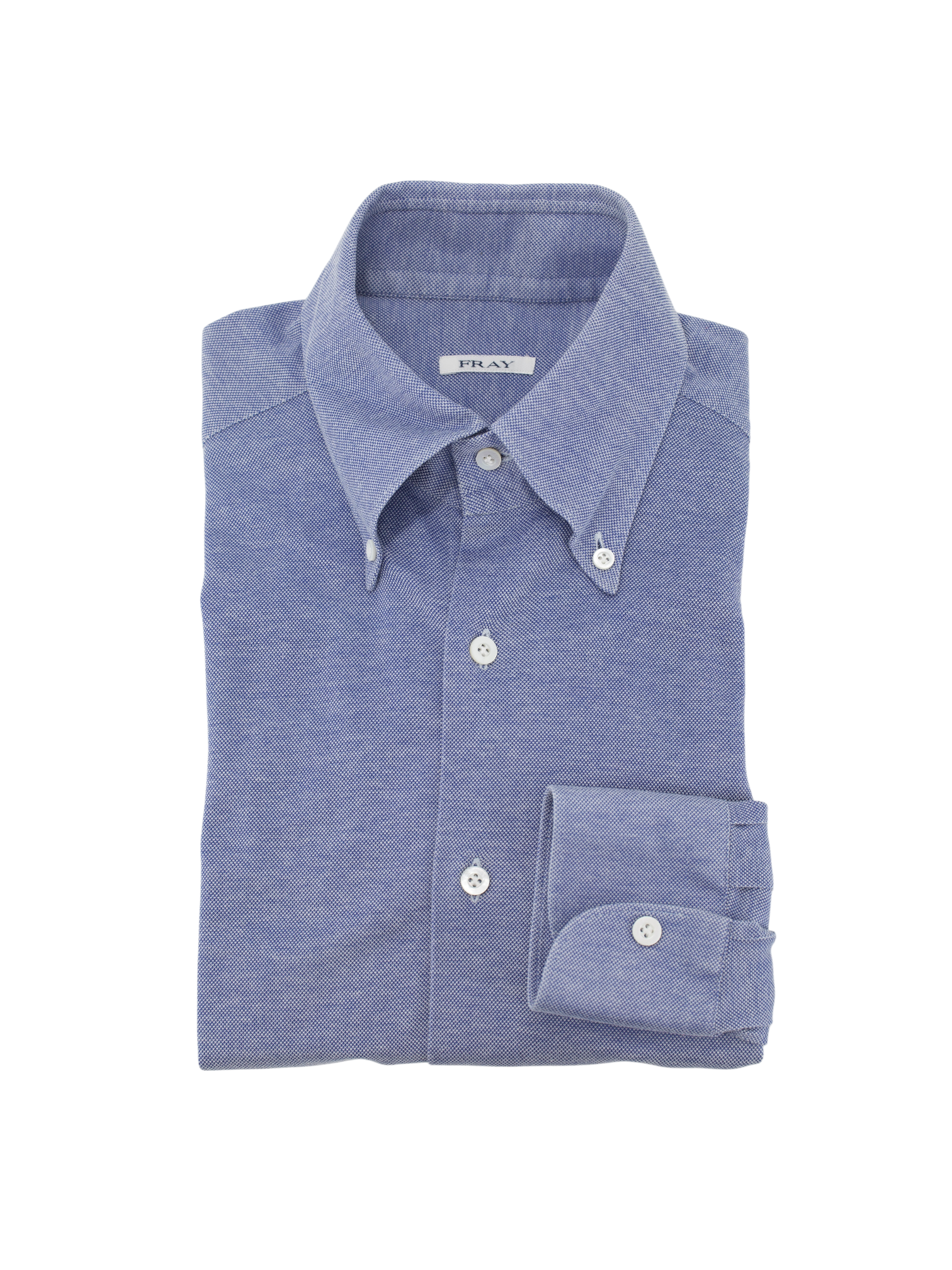 Fray Light Blue Cotton Pique Button-Down Collar Shirt