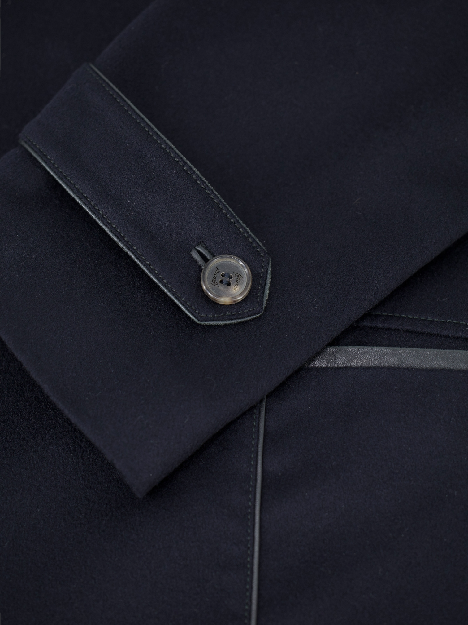 Brioni Navy Pure Cashmere Castorino-Fur Collar Coat