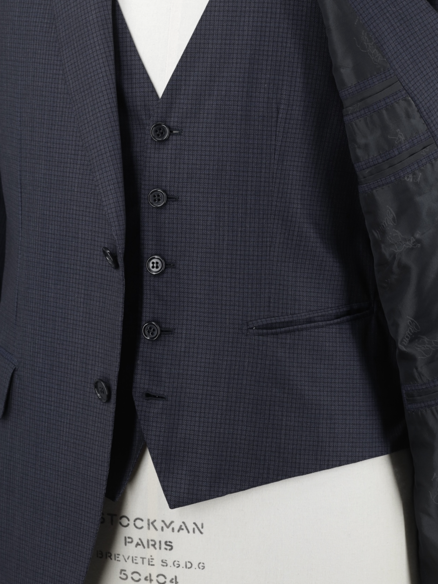 Brioni Dark Blue & Grey Fine-Wool Micro-Check Brunico Jacket & Waistcoat