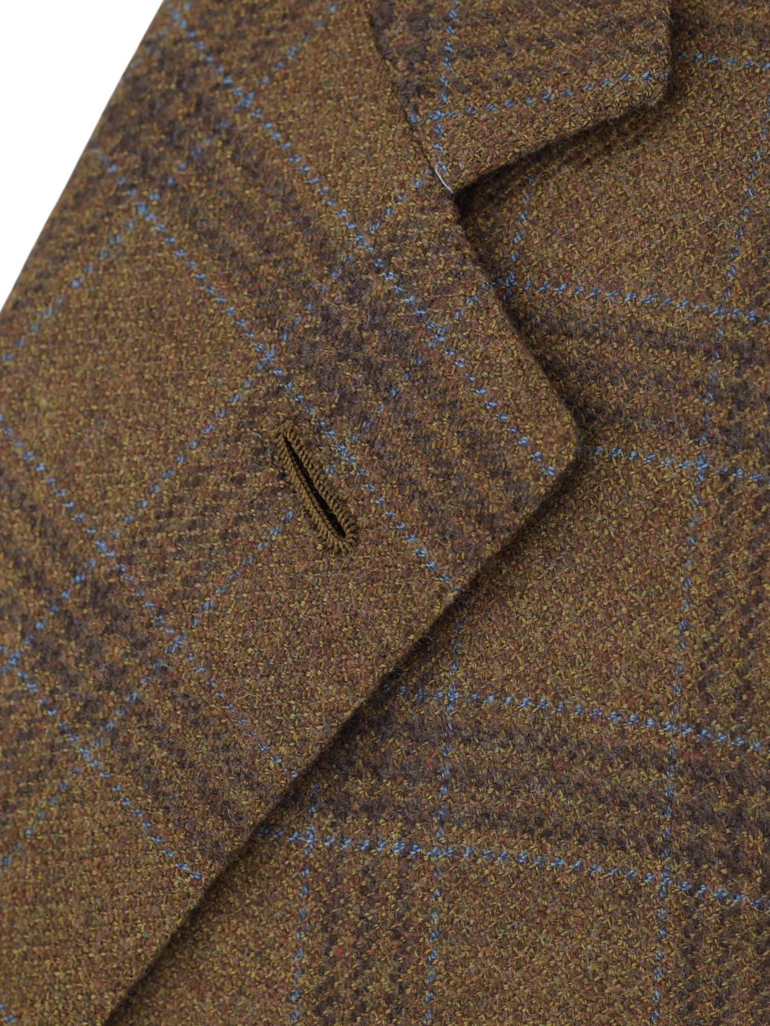 Brioni Brown & Light Blue Pure Wool Overcheck Palatino Jacket