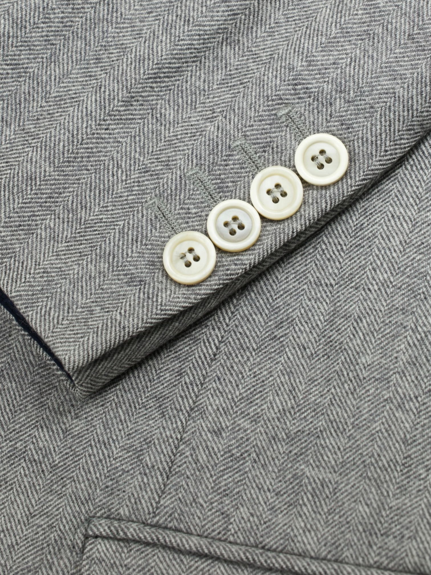 Brunello Cucinelli Grey Wool & Cashmere Elbow-Patch Herringbone Jacket