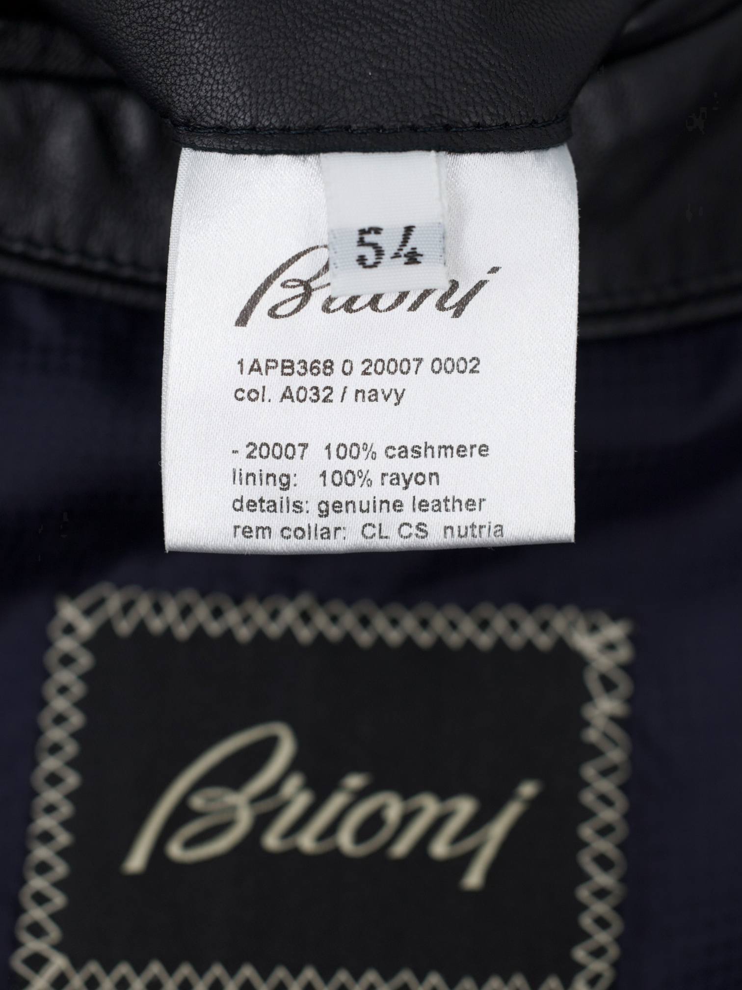 Brioni Navy Pure Cashmere Castorino-Fur Collar Coat