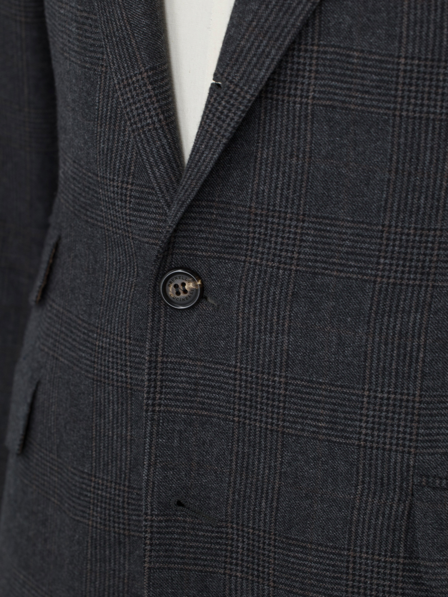 Brunello Cucinelli Grey & Brown Cashmere & Silk Checkered Jacket