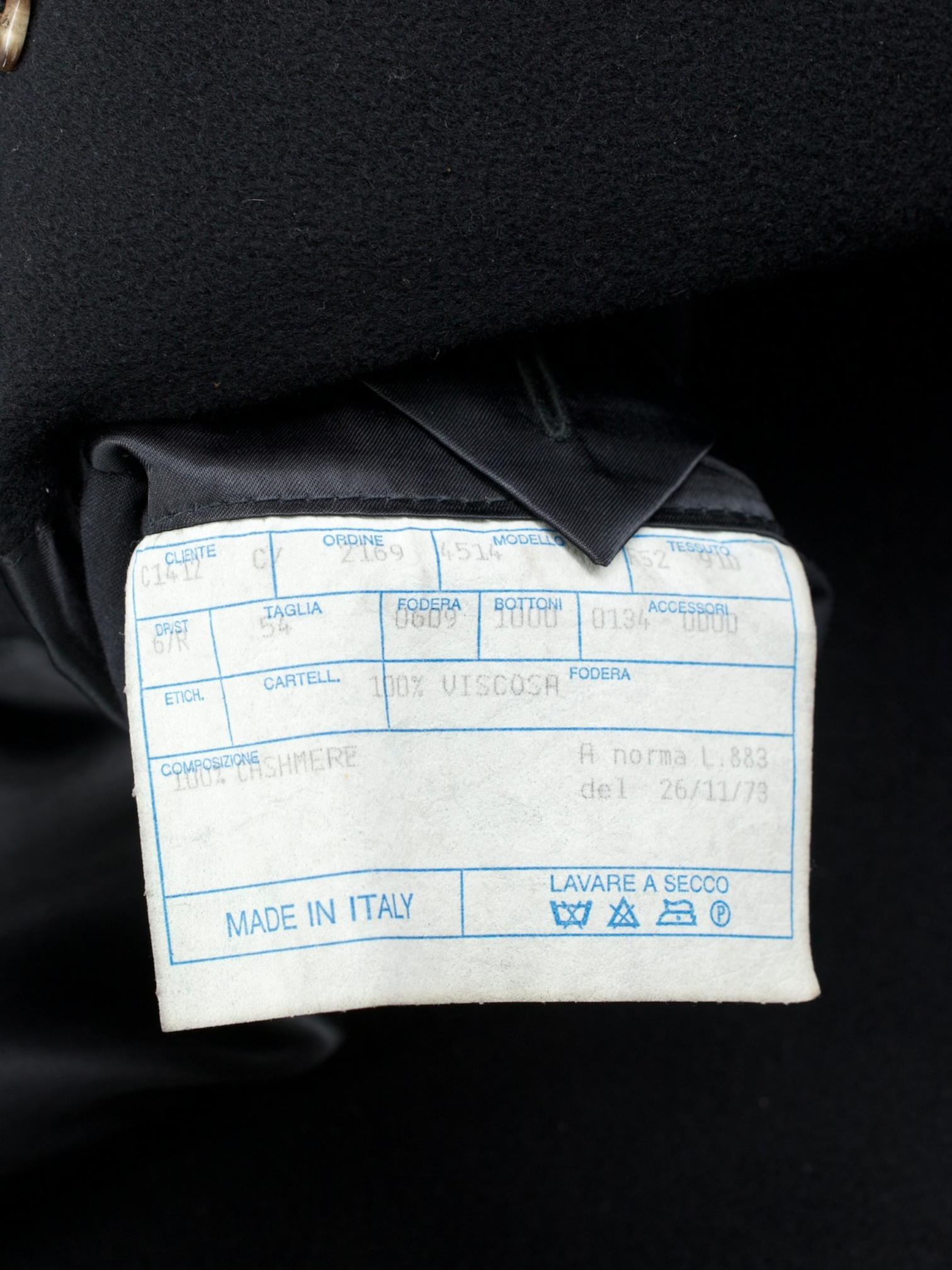 Caruso Vintage Black Pure "Guabello Soft Gold" Cashmere Overcoat