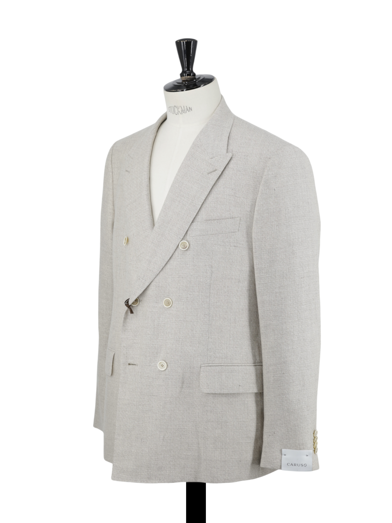 Caruso Sand Double-Breasted Cotton, Linen & Wool Figaro Jacket