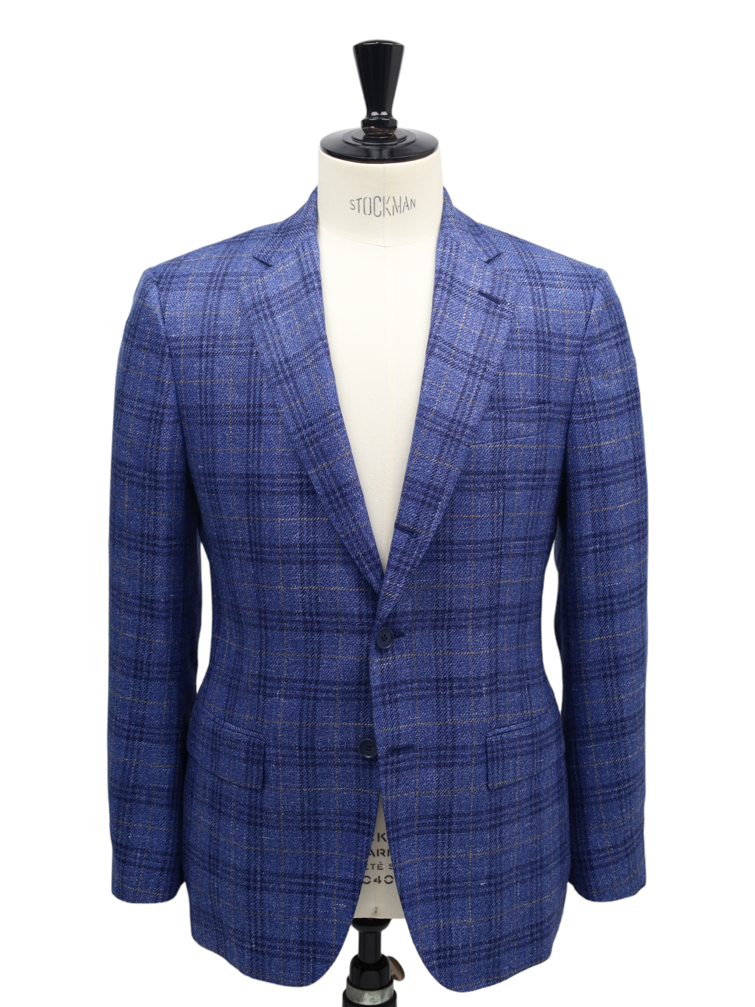 Loro Piana Denim Blue Wool, Silk & Linen Windowpane Jacket