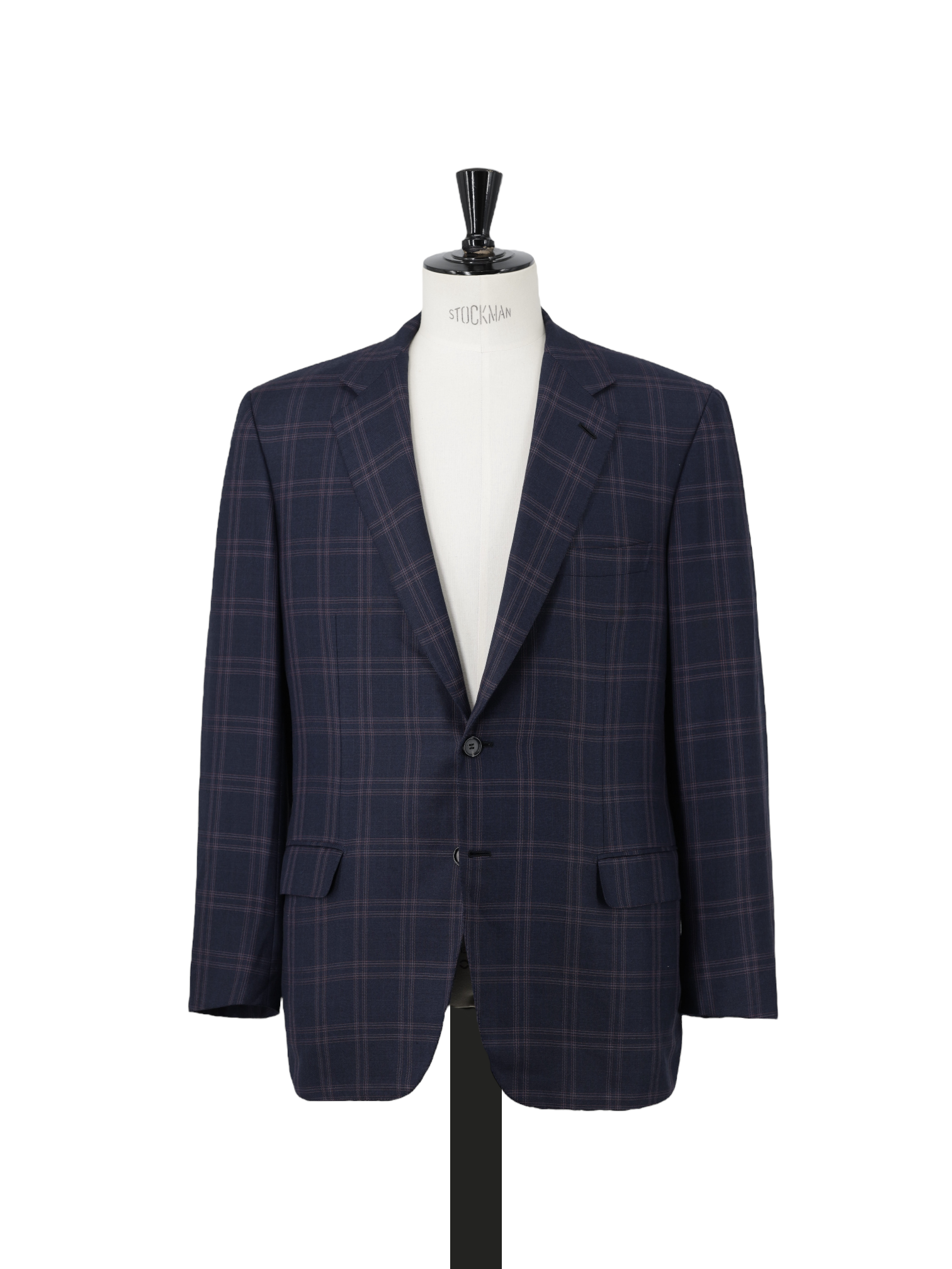 Brioni Navy & Red Silk & Wool Windowpane Nomentano Jacket