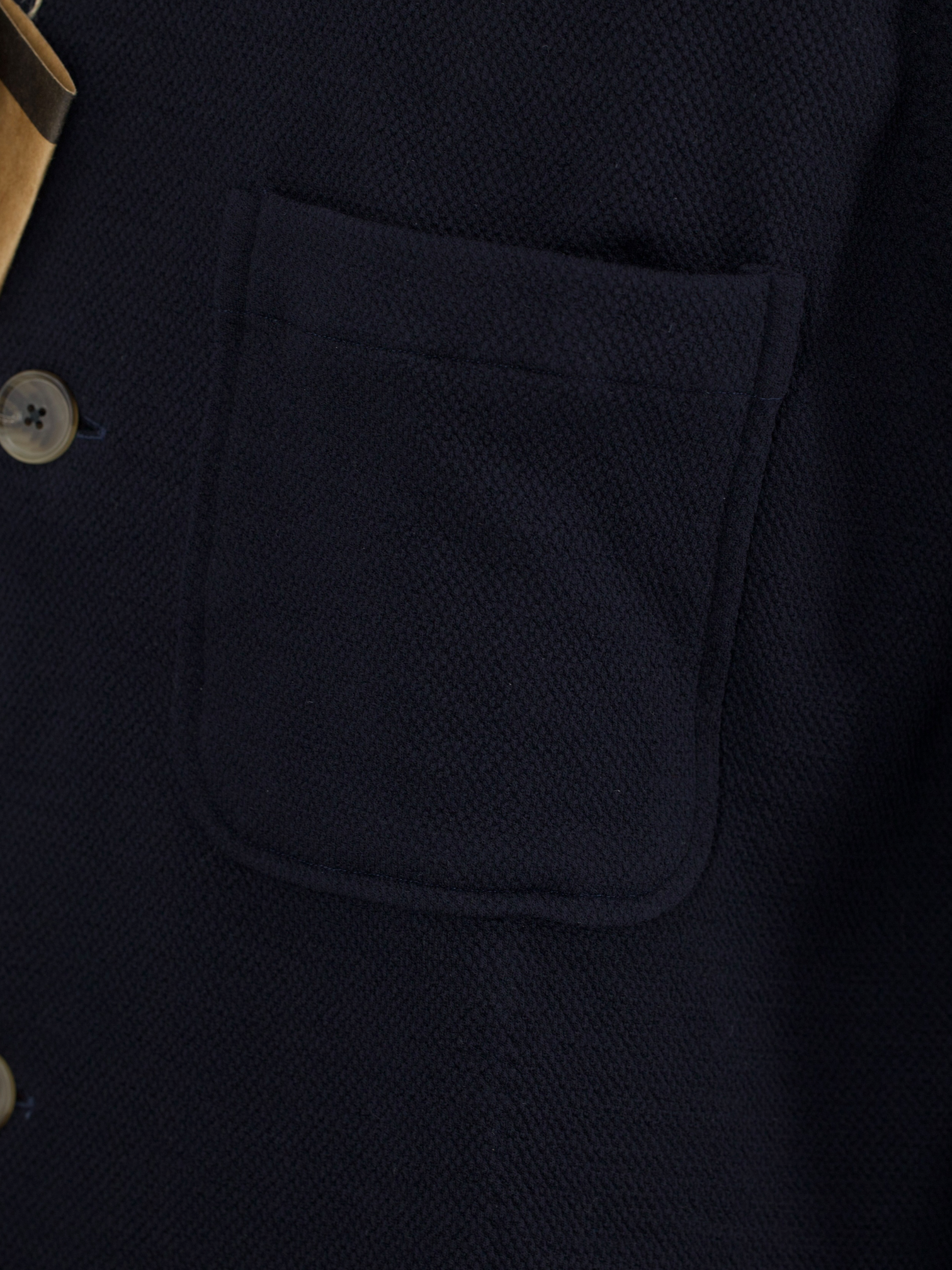 100 Hands Black Piqué-Knitted Wool Mandarin-Collar Traveller Jacket
