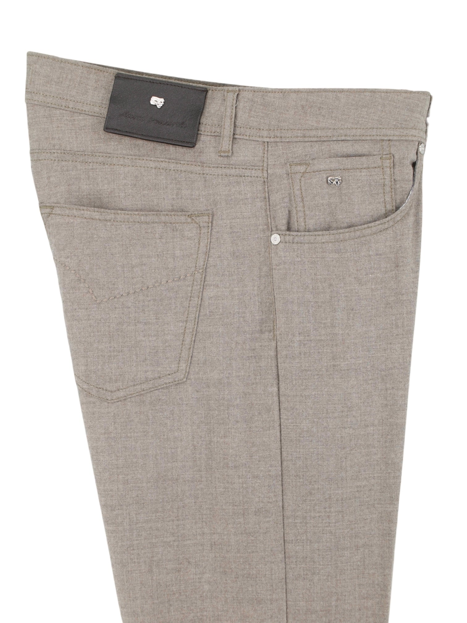 Marco Pescarolo Taupe Soft Cashmere-Stretch 5-Pocket Chino