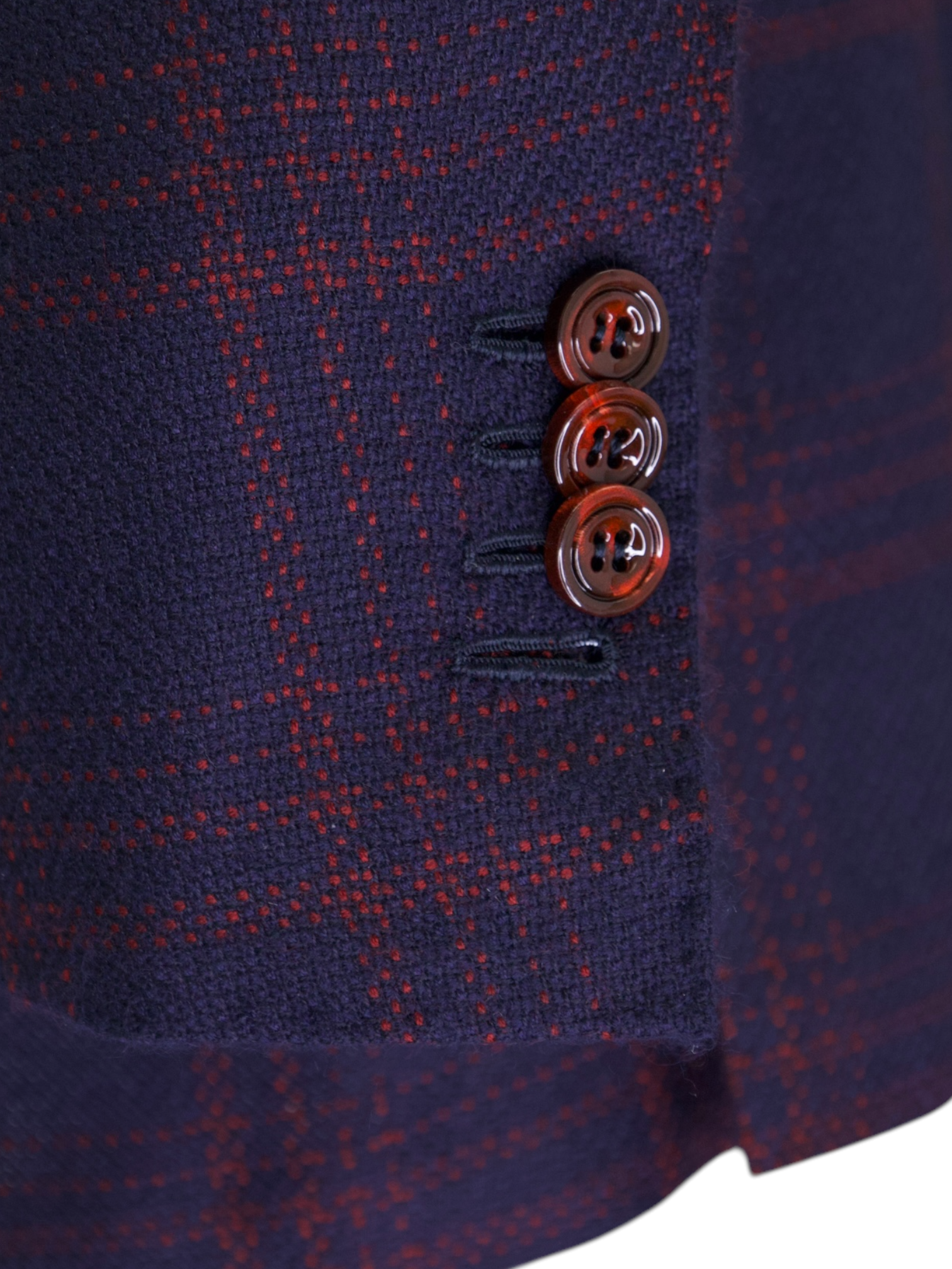 Kiton Navy & Red Cashmere Overcheck Jacket