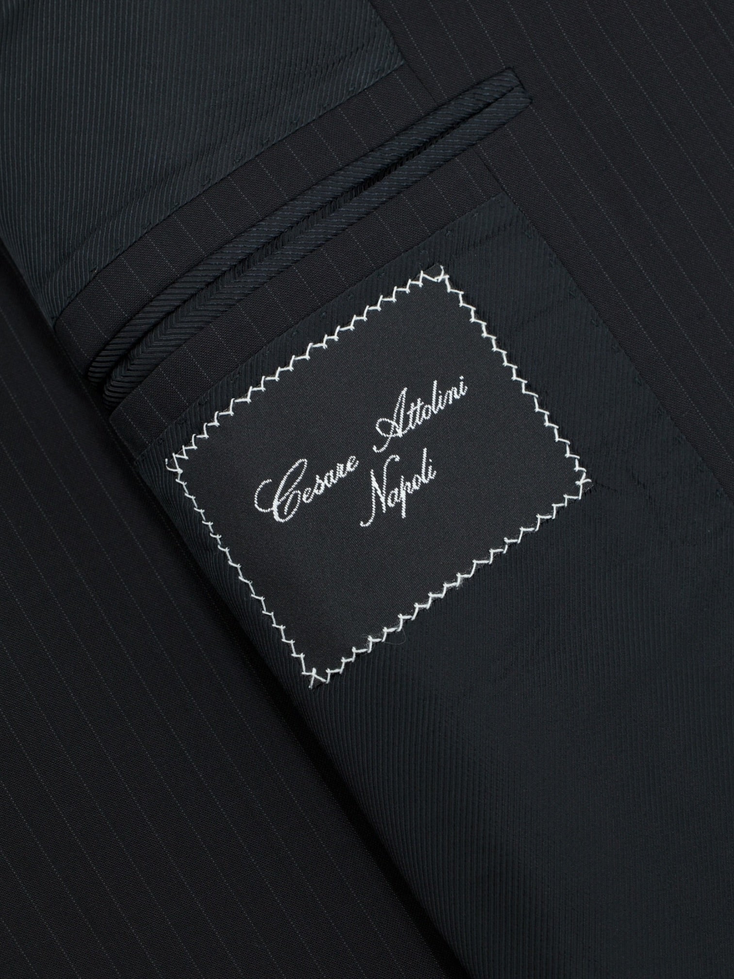 Cesare Attolini Deep Navy Super 130's Banker Pinstripe Suit