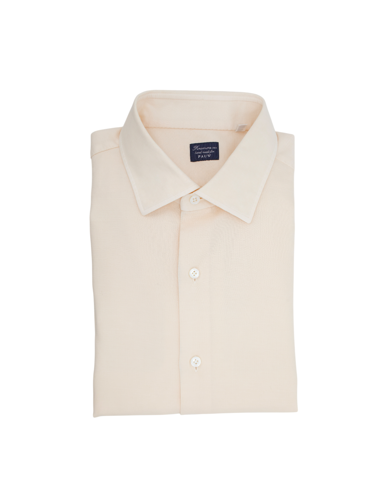 Finamore Pastel Orange Cotton Pinpoint Neapolitan Shirt
