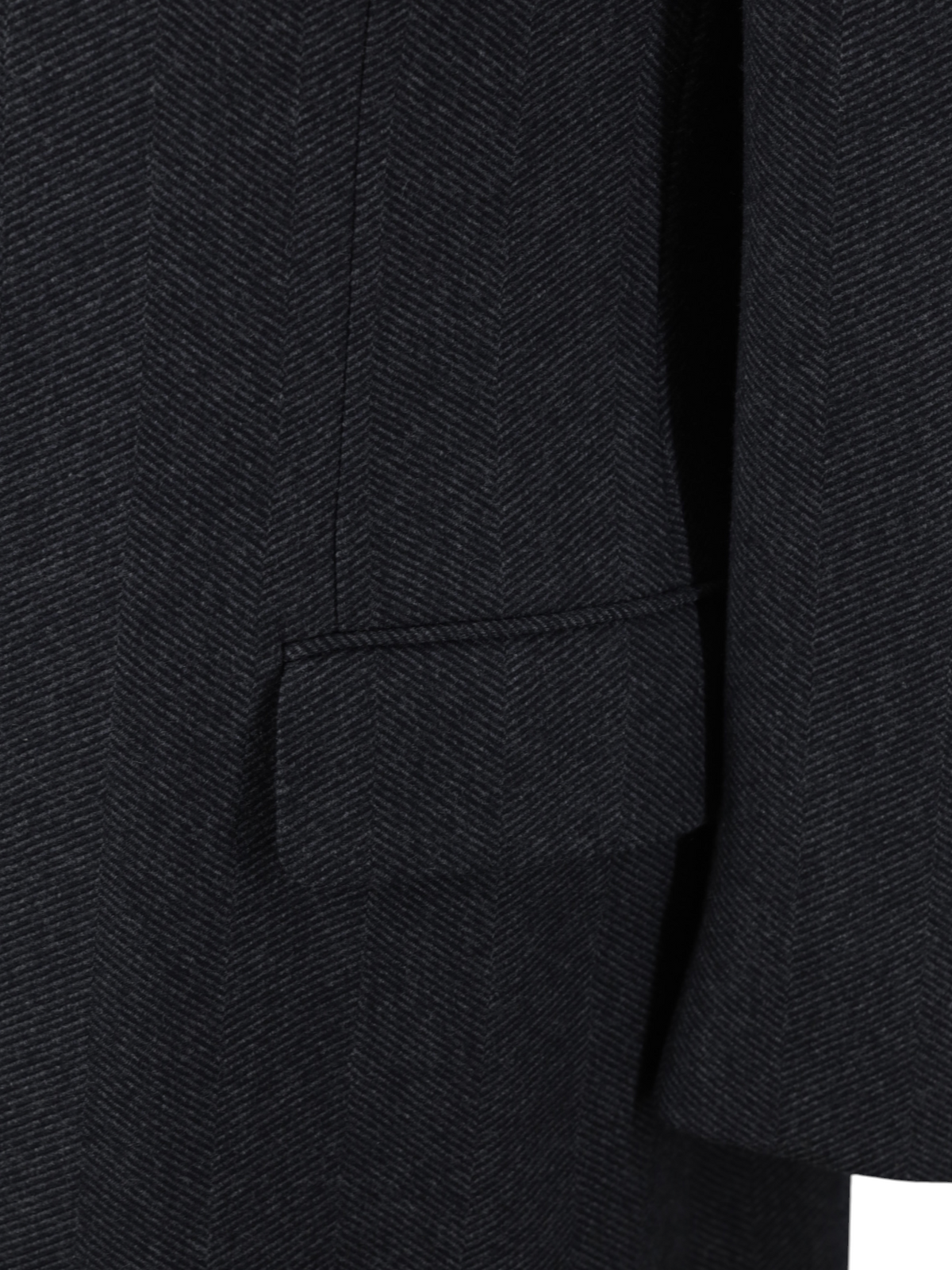 Ermenegildo Zegna Vintage Charcoal Wool & Cashmere Herringbone Covert Coat