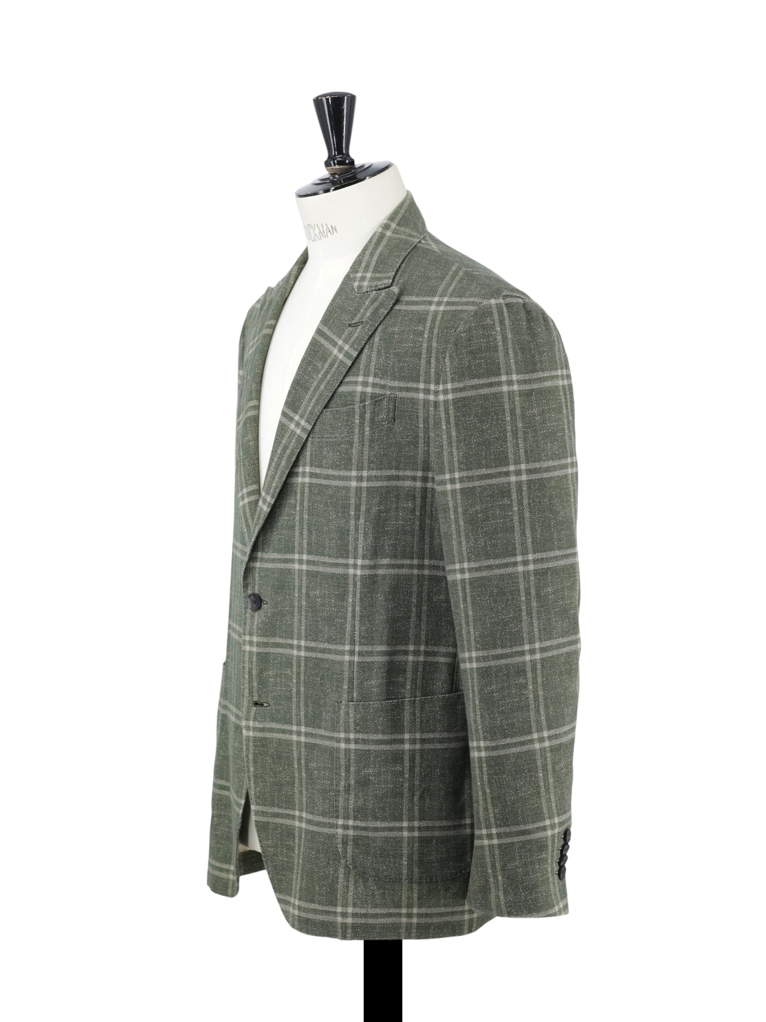 Lardini Khaki Green Cotton Tartan Check Jacket
